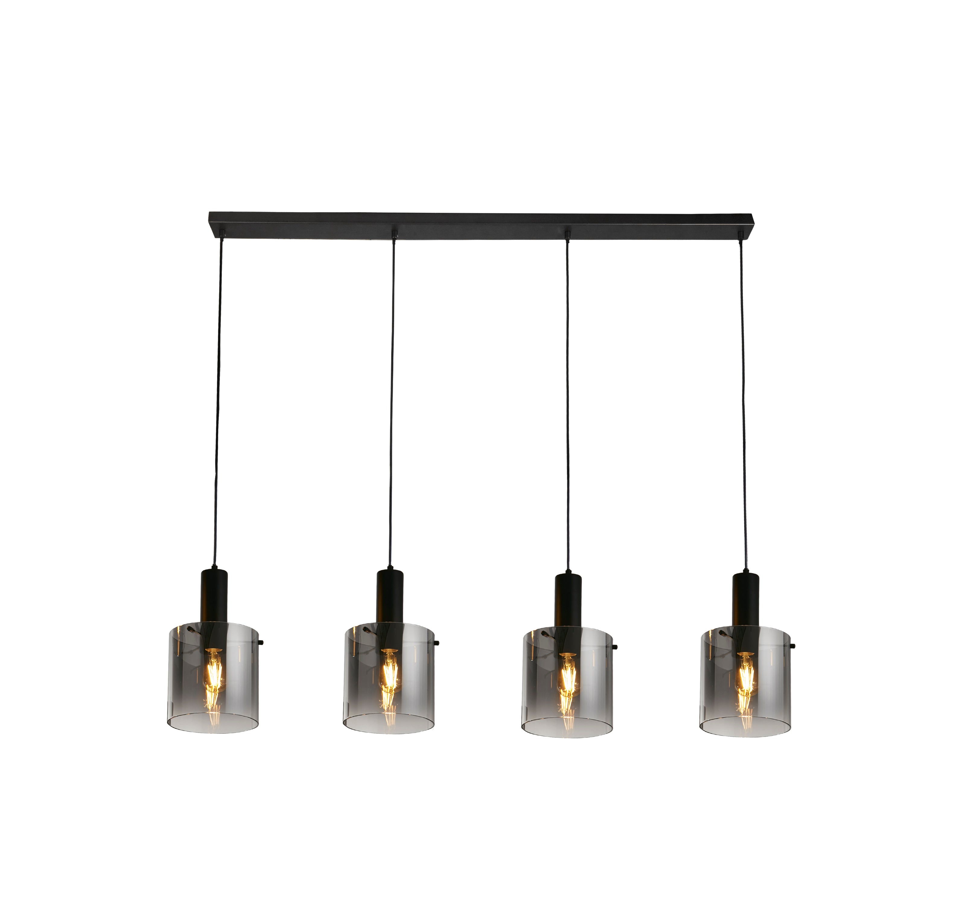 Searchlight Stirling 4 Light Bar Pendant - Black & Smoked Ombre Glass