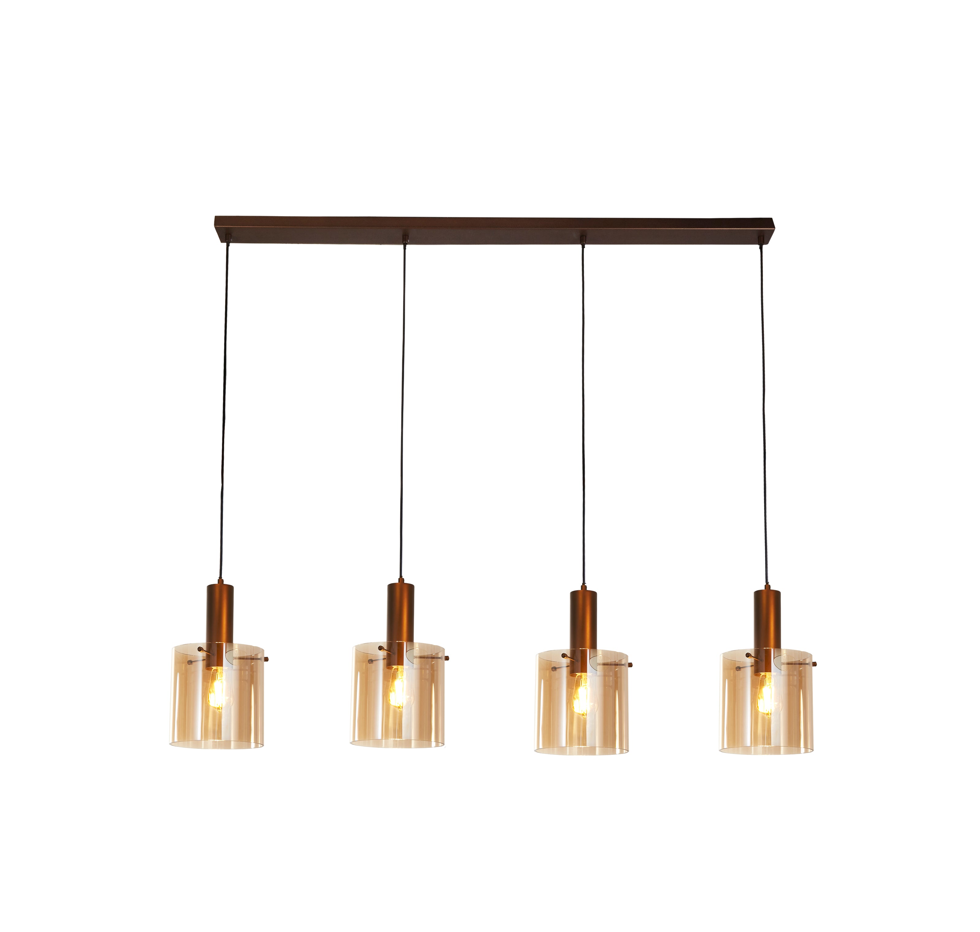 Searchlight Stirling 4 Light Bar Pendant - Mocha & Amber Glass