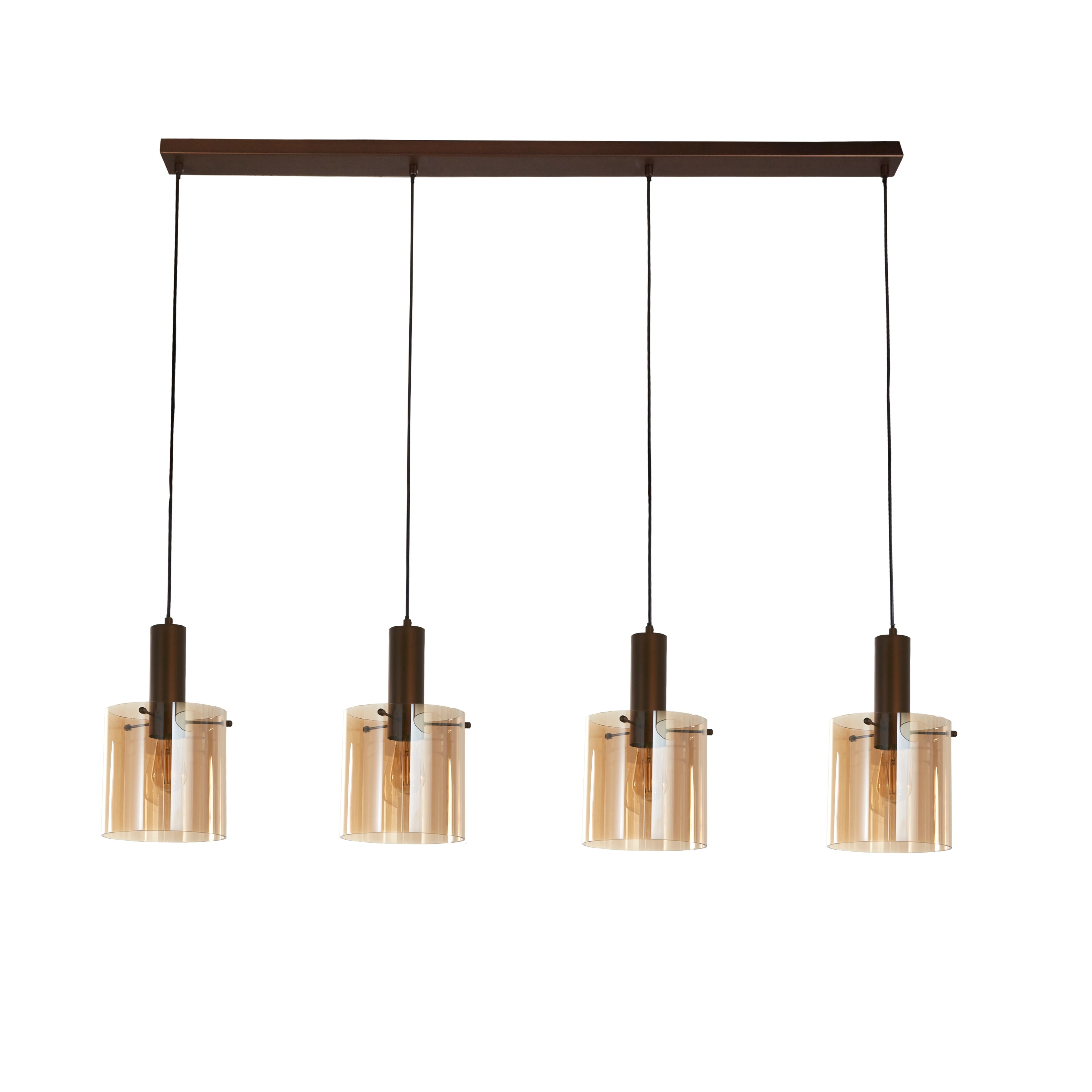 Searchlight Stirling 4 Light Bar Pendant - Mocha & Amber Glass