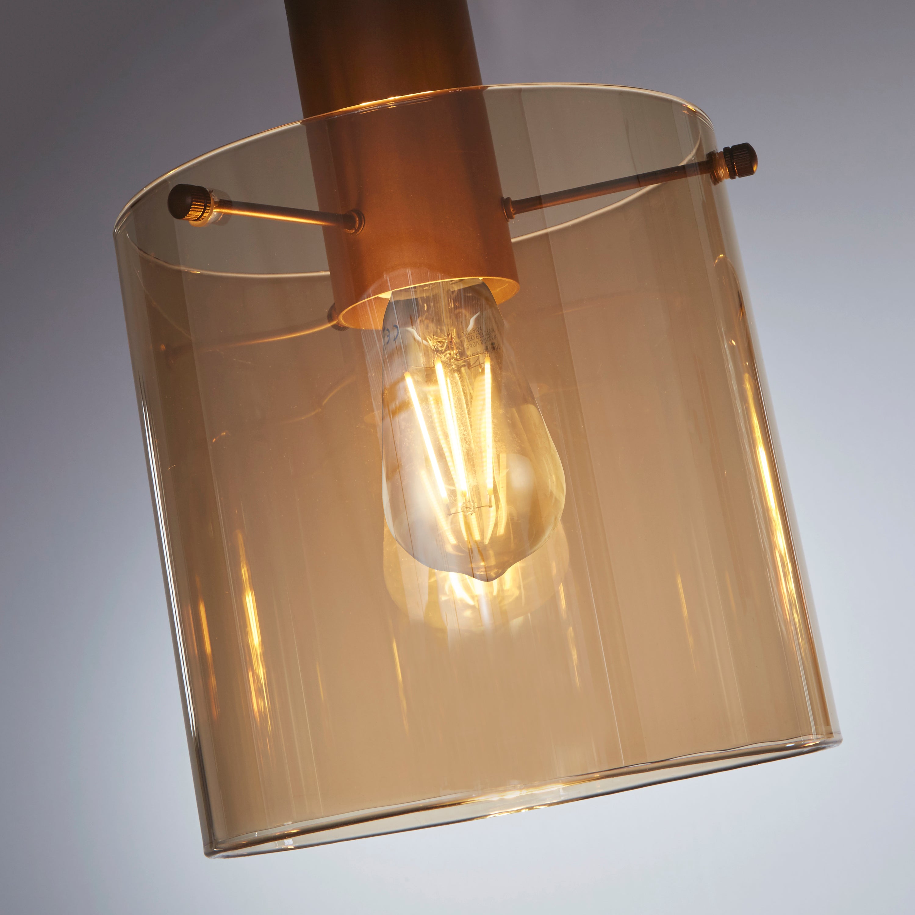 Searchlight Stirling 4 Light Bar Pendant - Mocha & Amber Glass