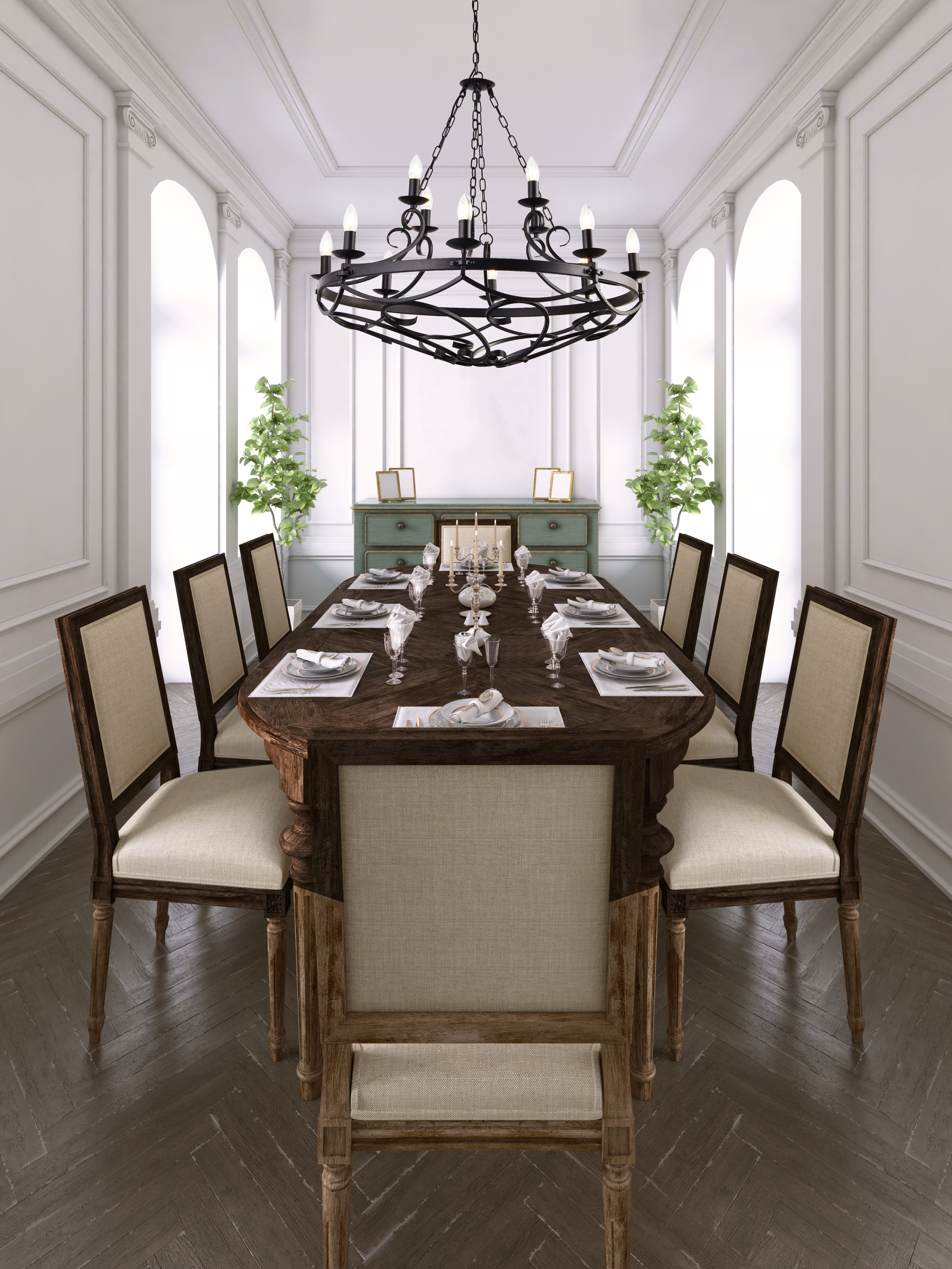 Searchlight Cadogan III 12 Light Pendant - Black Wrought Iron