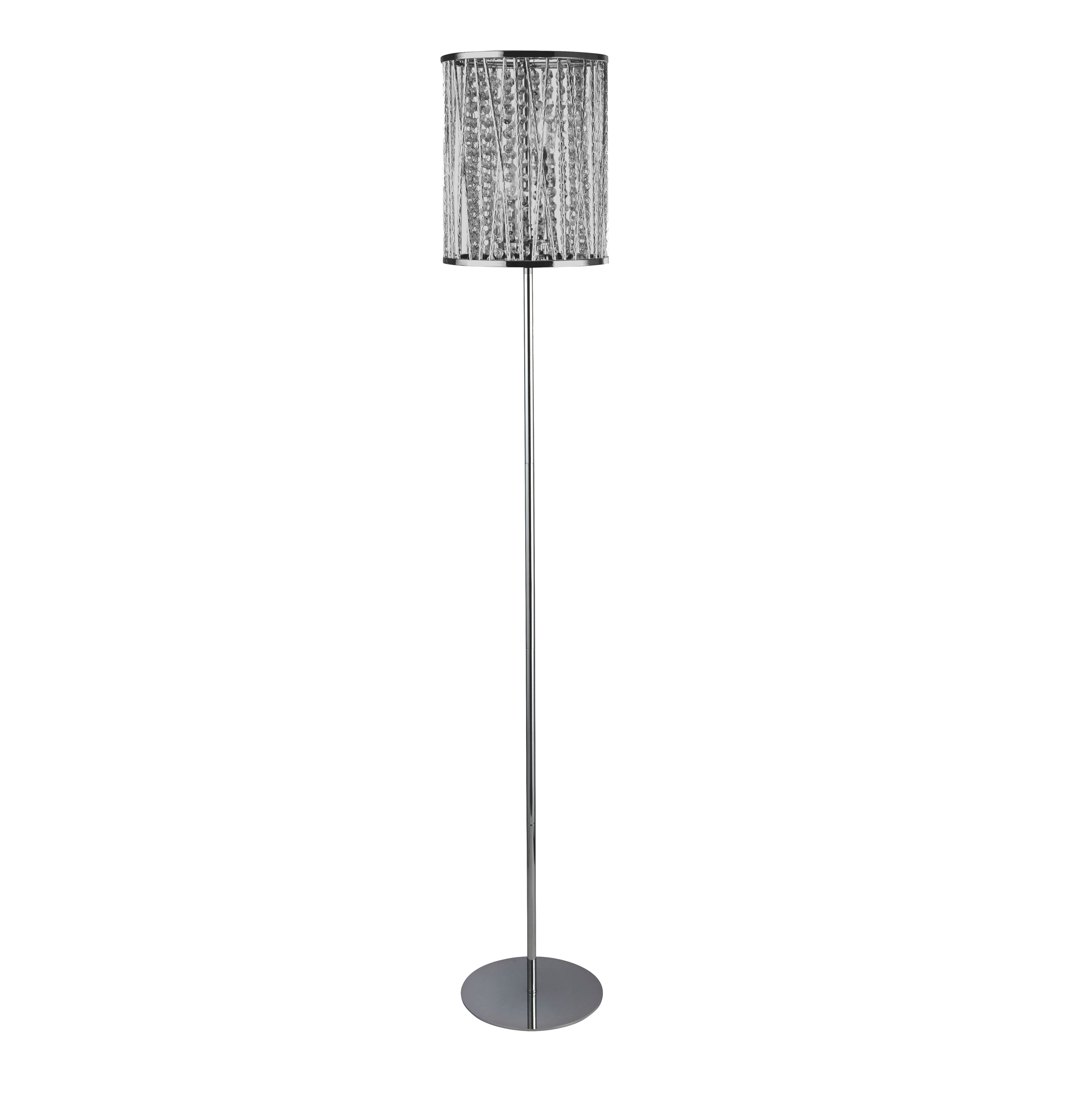 Searchlight Edgeware 2 Light Floor Lamp - Chrome & Crystal Drops
