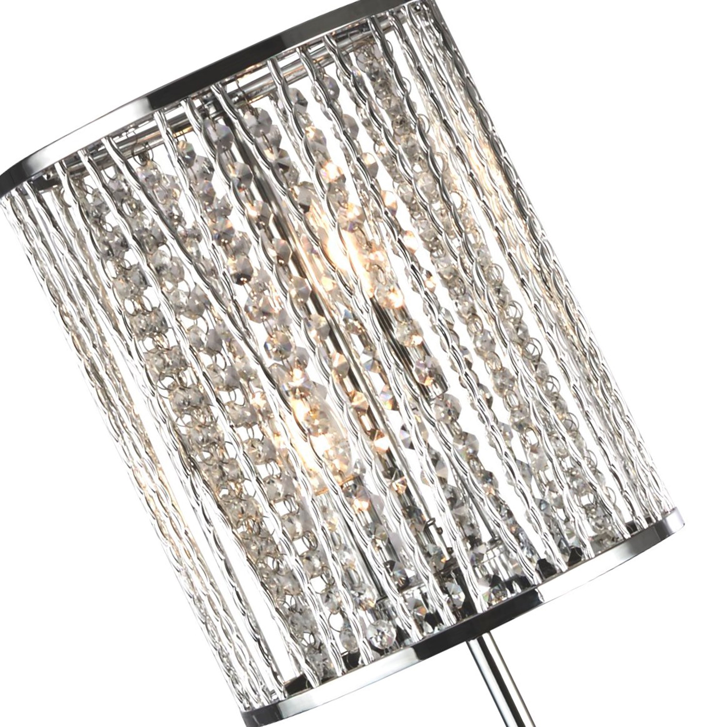 Searchlight Edgeware 2 Light Floor Lamp - Chrome & Crystal Drops