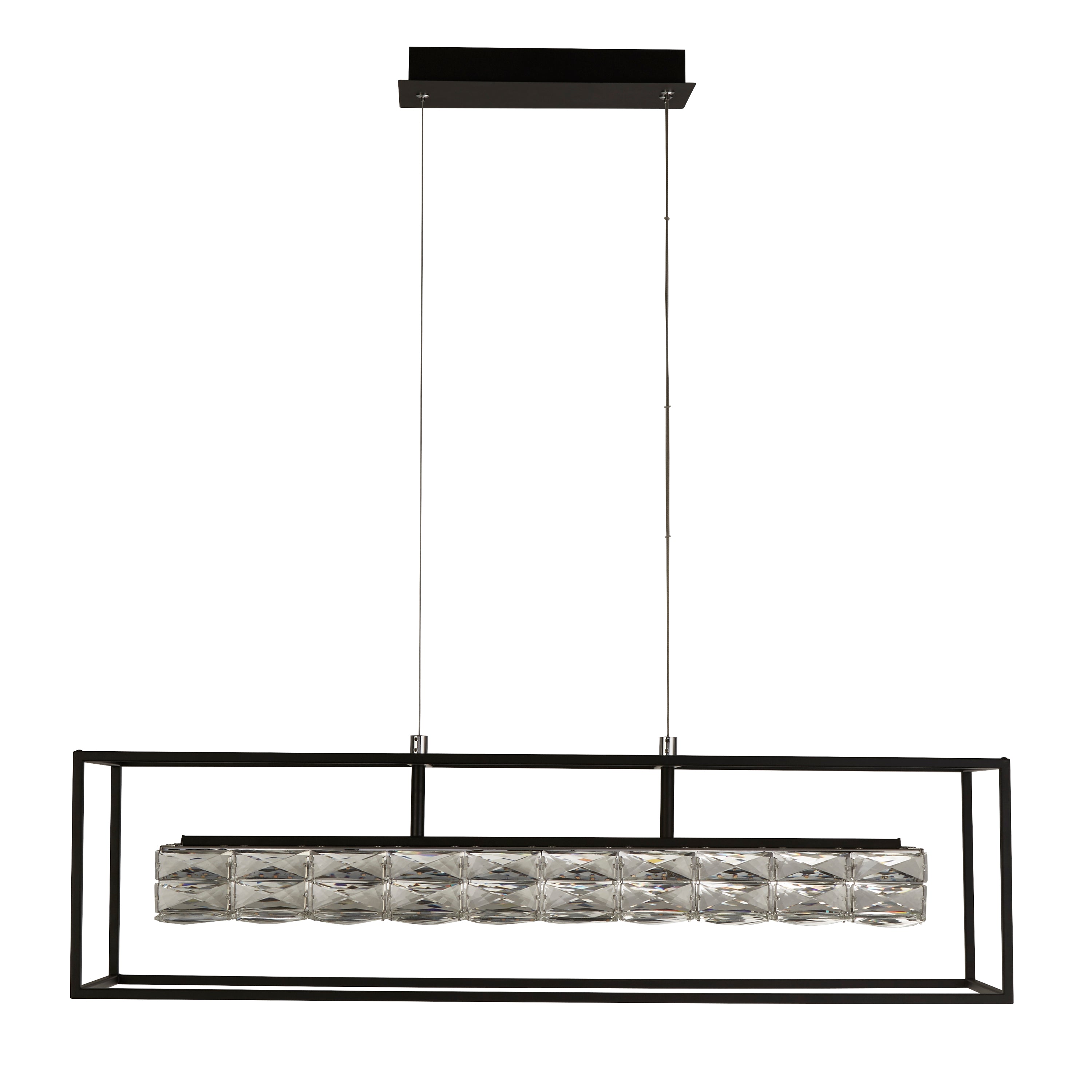 Searchlight Eden LED Pendant - Matt Black & Crystal