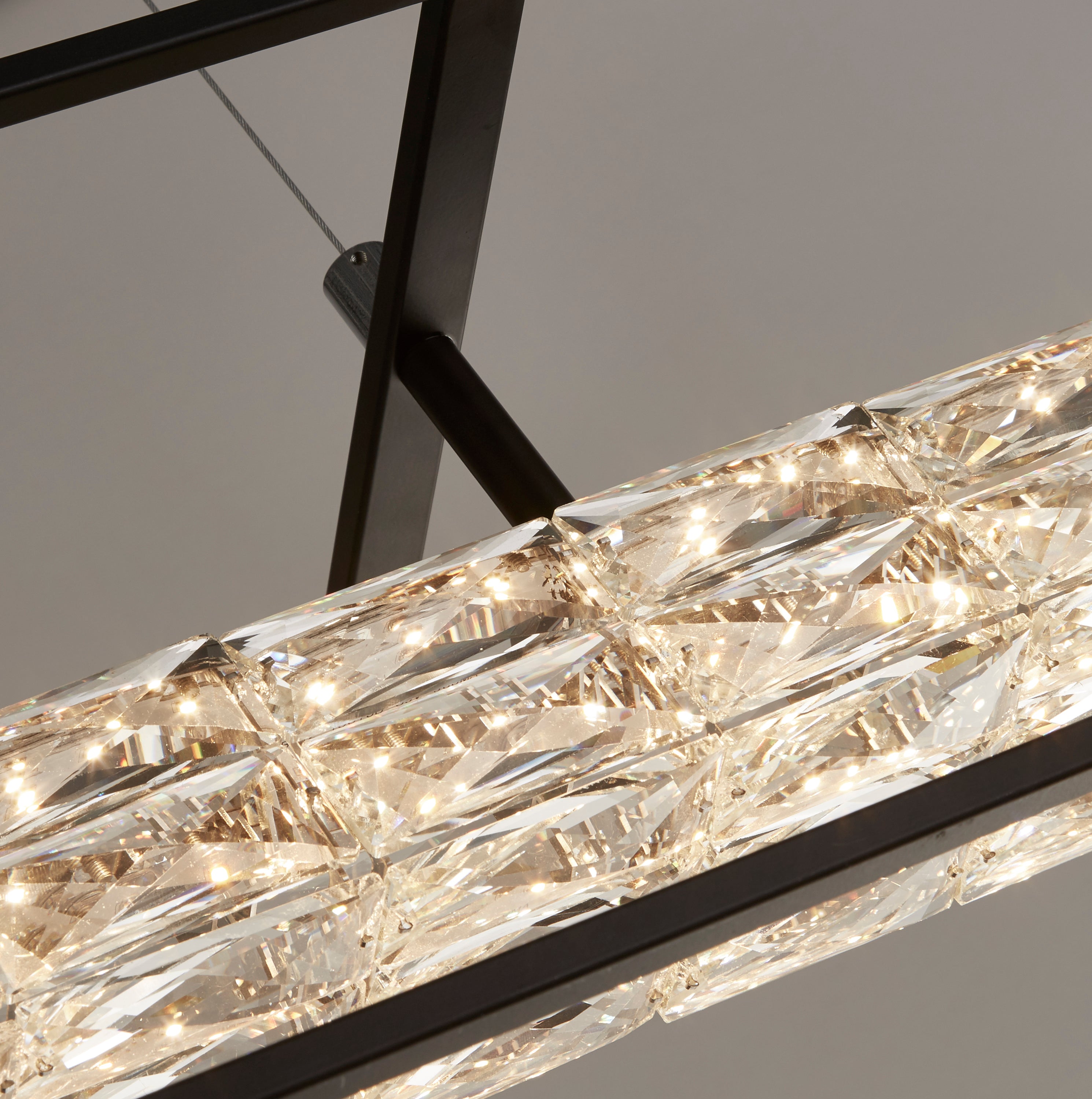 Searchlight Eden LED Pendant - Matt Black & Crystal