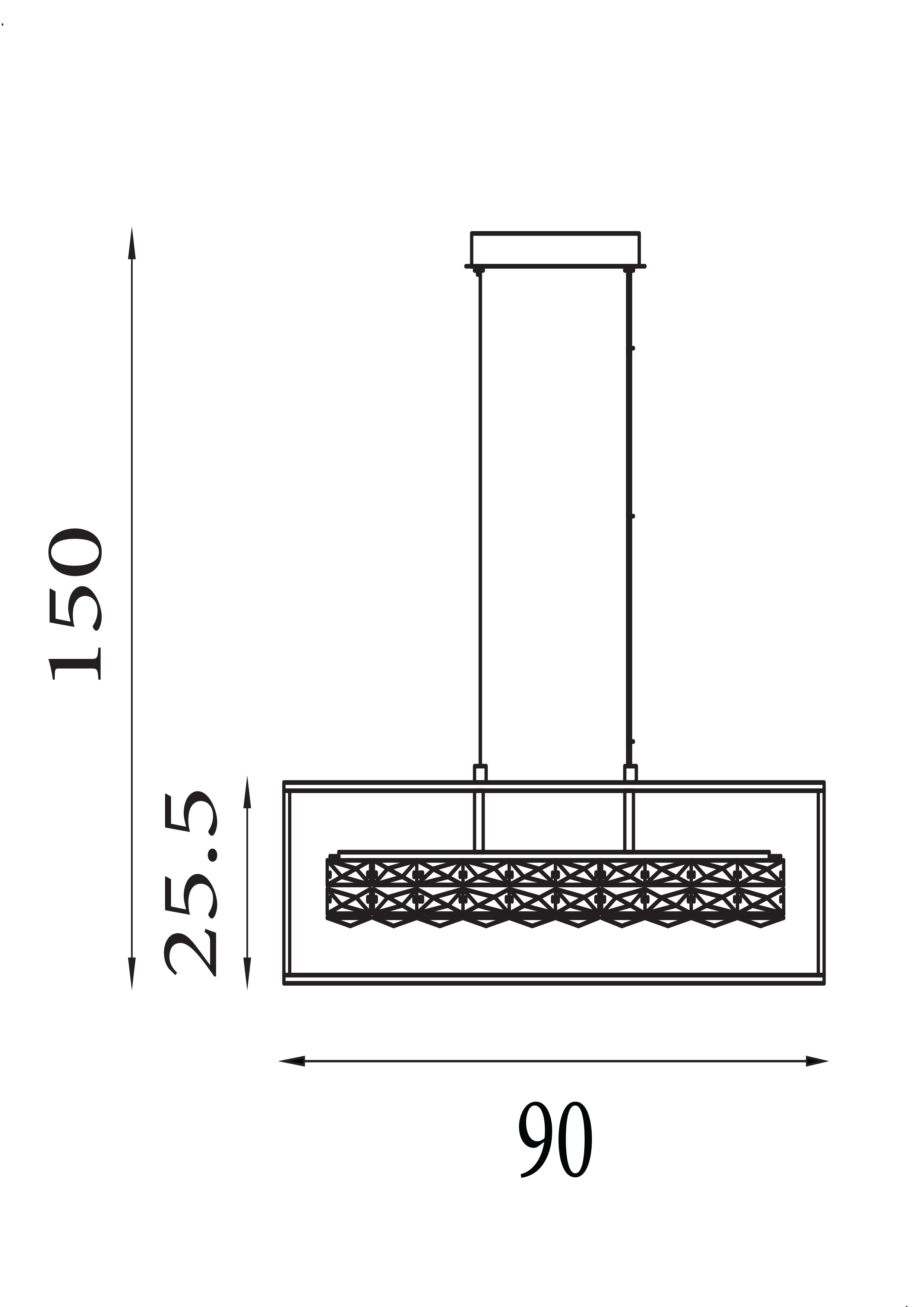 Searchlight Eden LED Pendant - Matt Black & Crystal