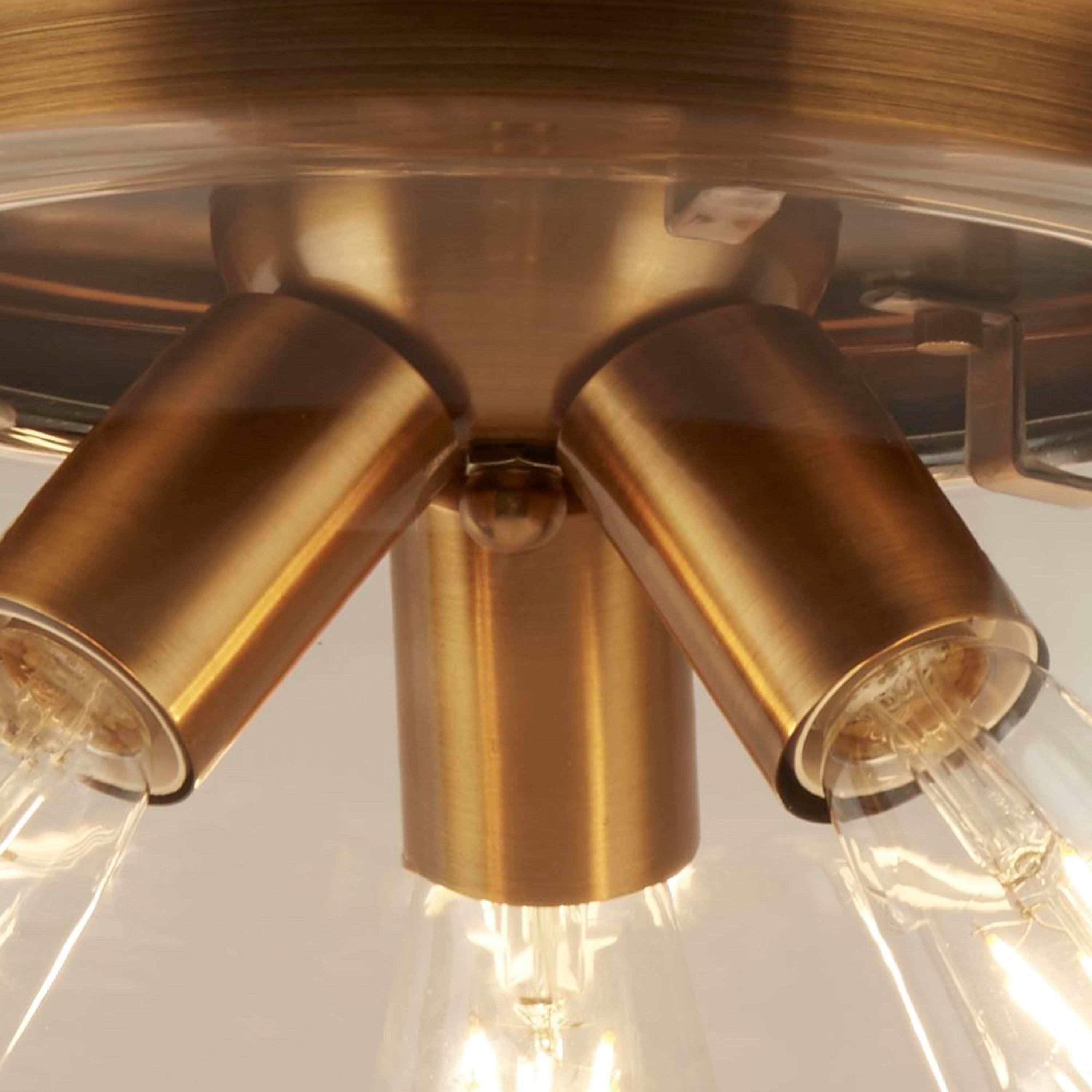 Searchlight Burleigh 3 Light Semi-Flush Ceiling Light - Bronze & Clear Glass