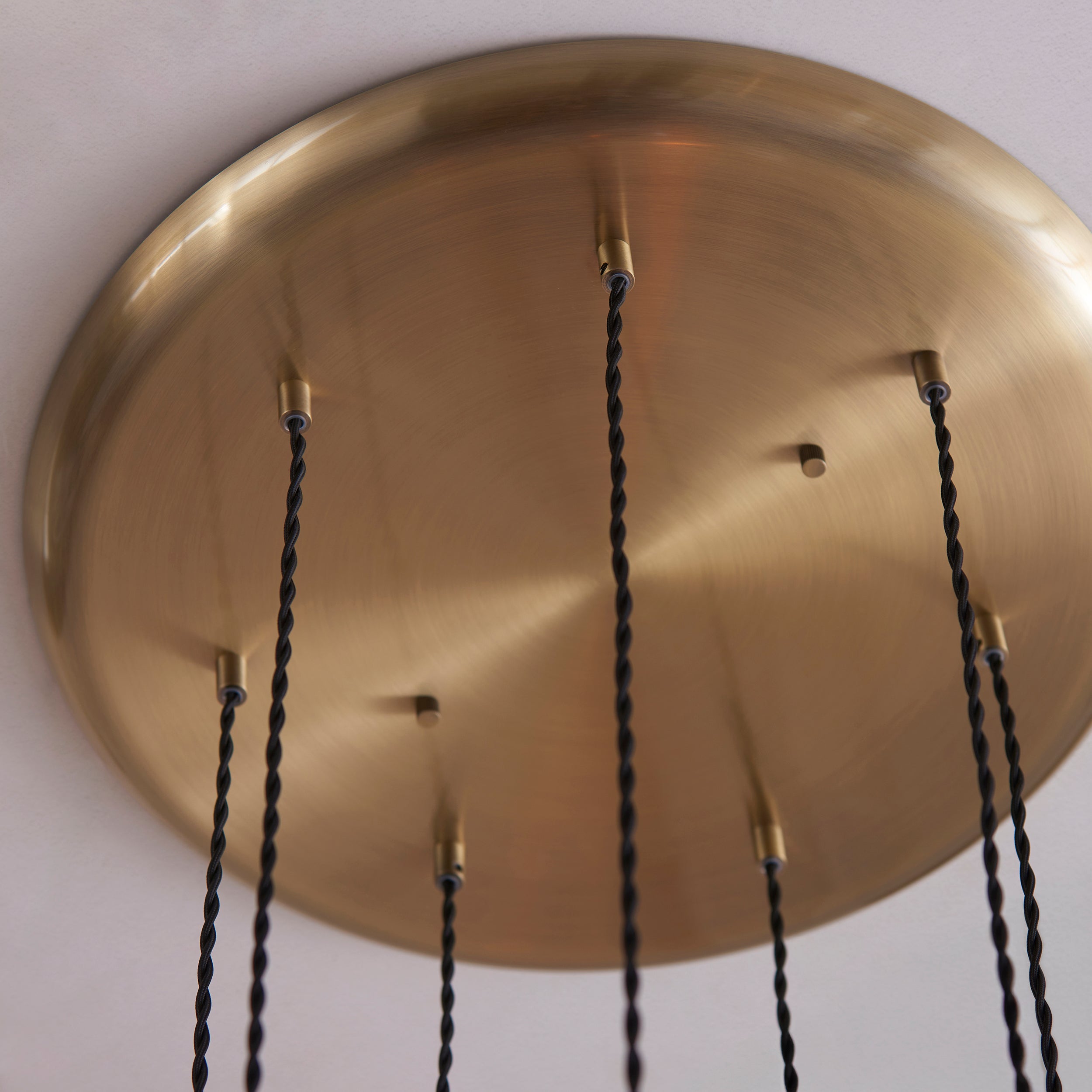 Utopia Finesse 7 Light Cascade Ceiling Pendant - Antique Brass & Clear Ribbed Glass