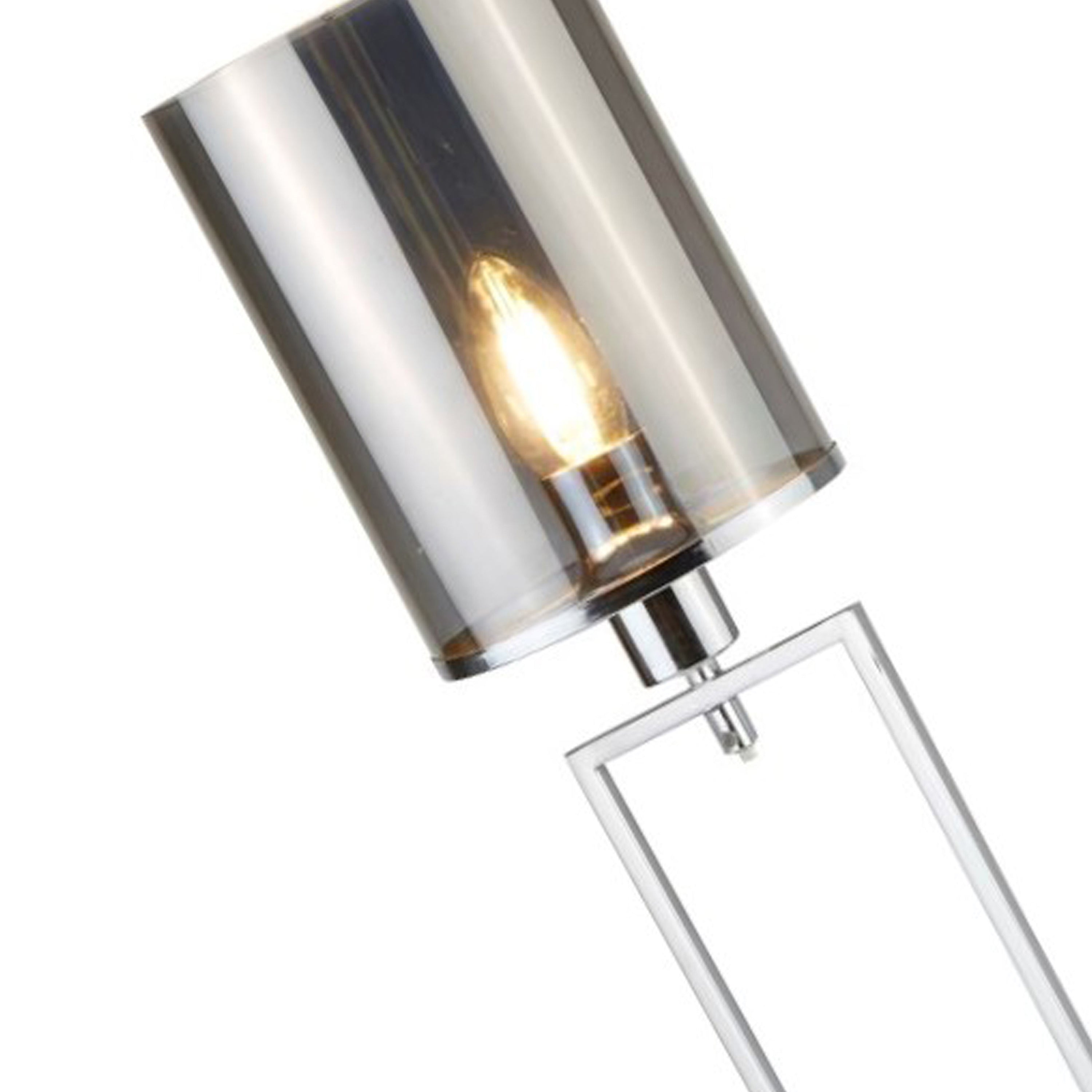 Searchlight Callow Floor Lamp - Chrome & Smoked Glass Shades