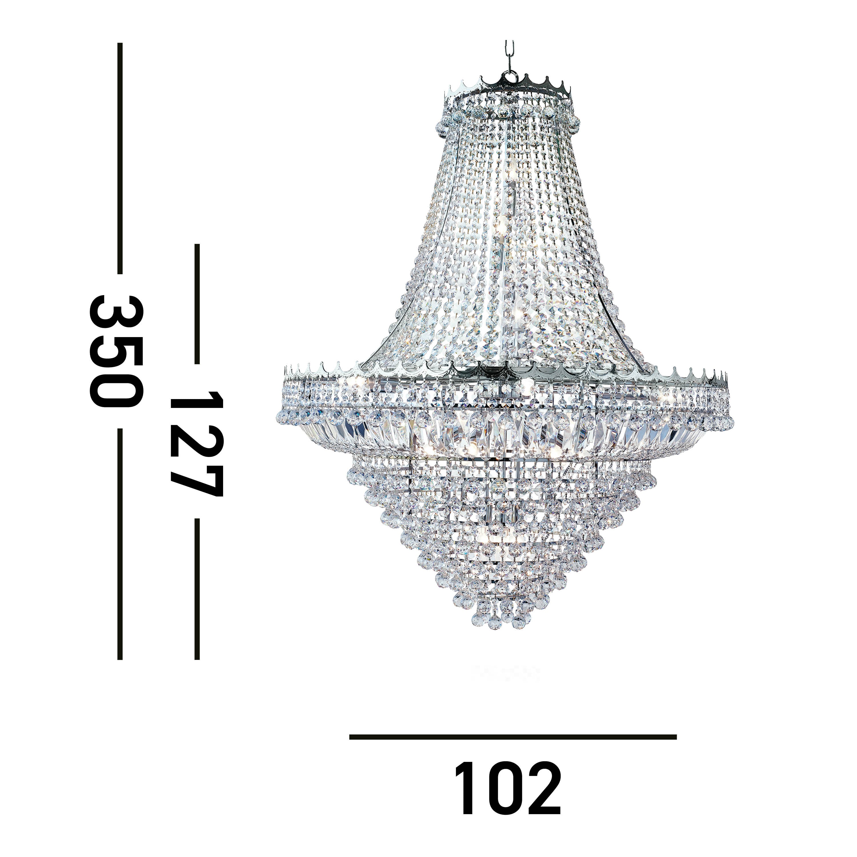 Searchlight Villas 19 Light Chandelier - Chrome Metal & Crystal