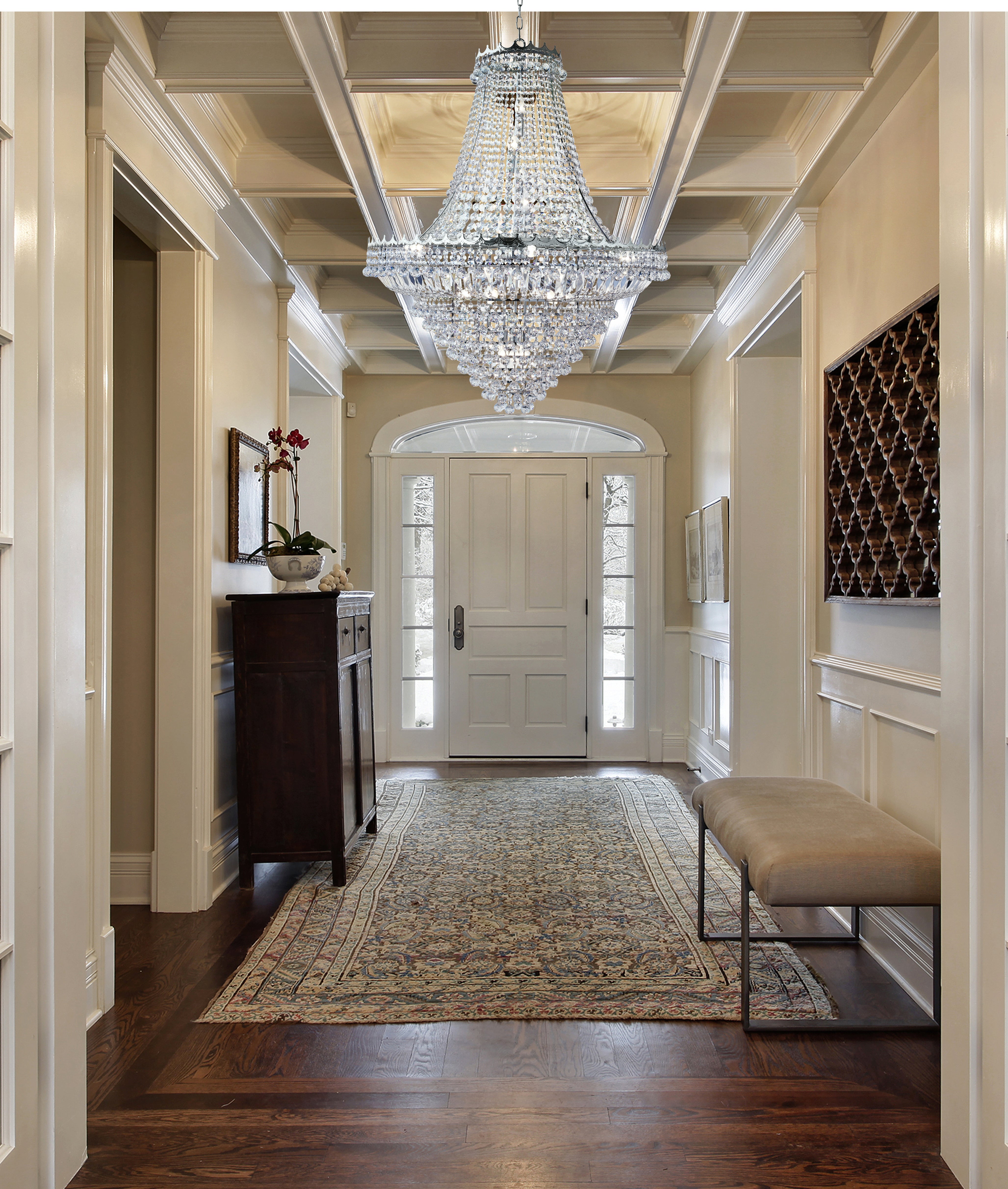 Searchlight Villas 19 Light Chandelier - Chrome Metal & Crystal