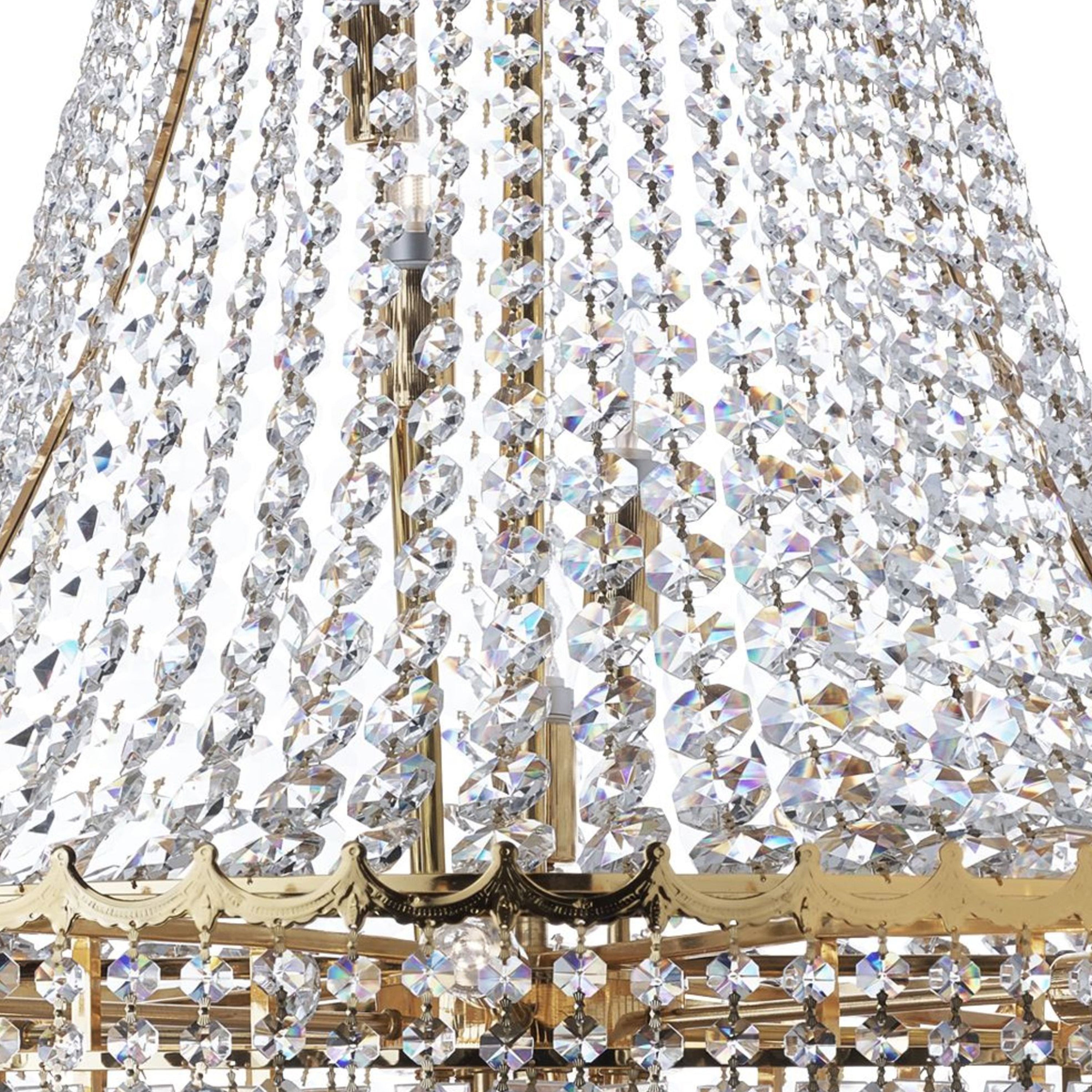 Searchlight Villas 19 Light Chandelier - Gold Metal & Crystal