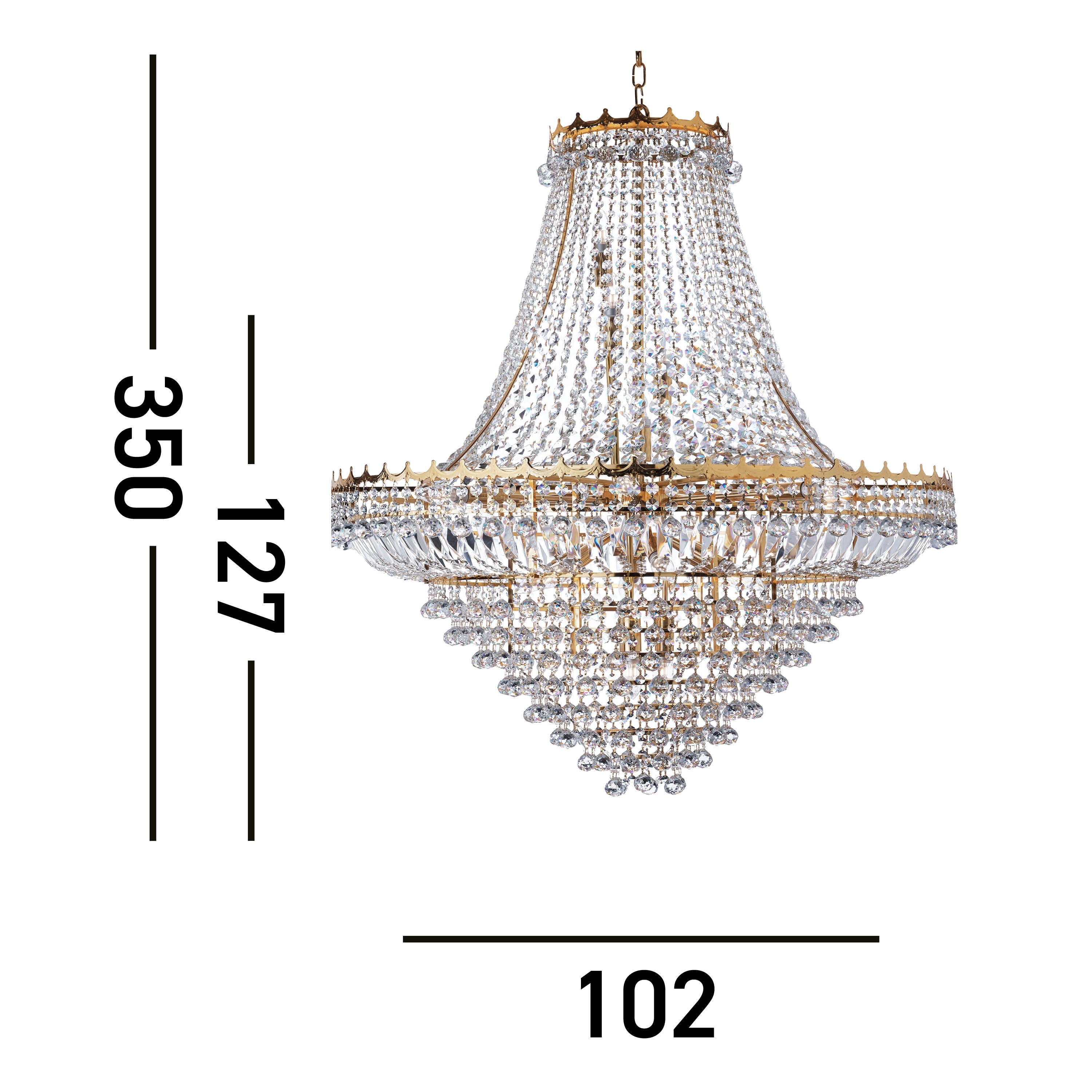 Searchlight Villas 19 Light Chandelier - Gold Metal & Crystal