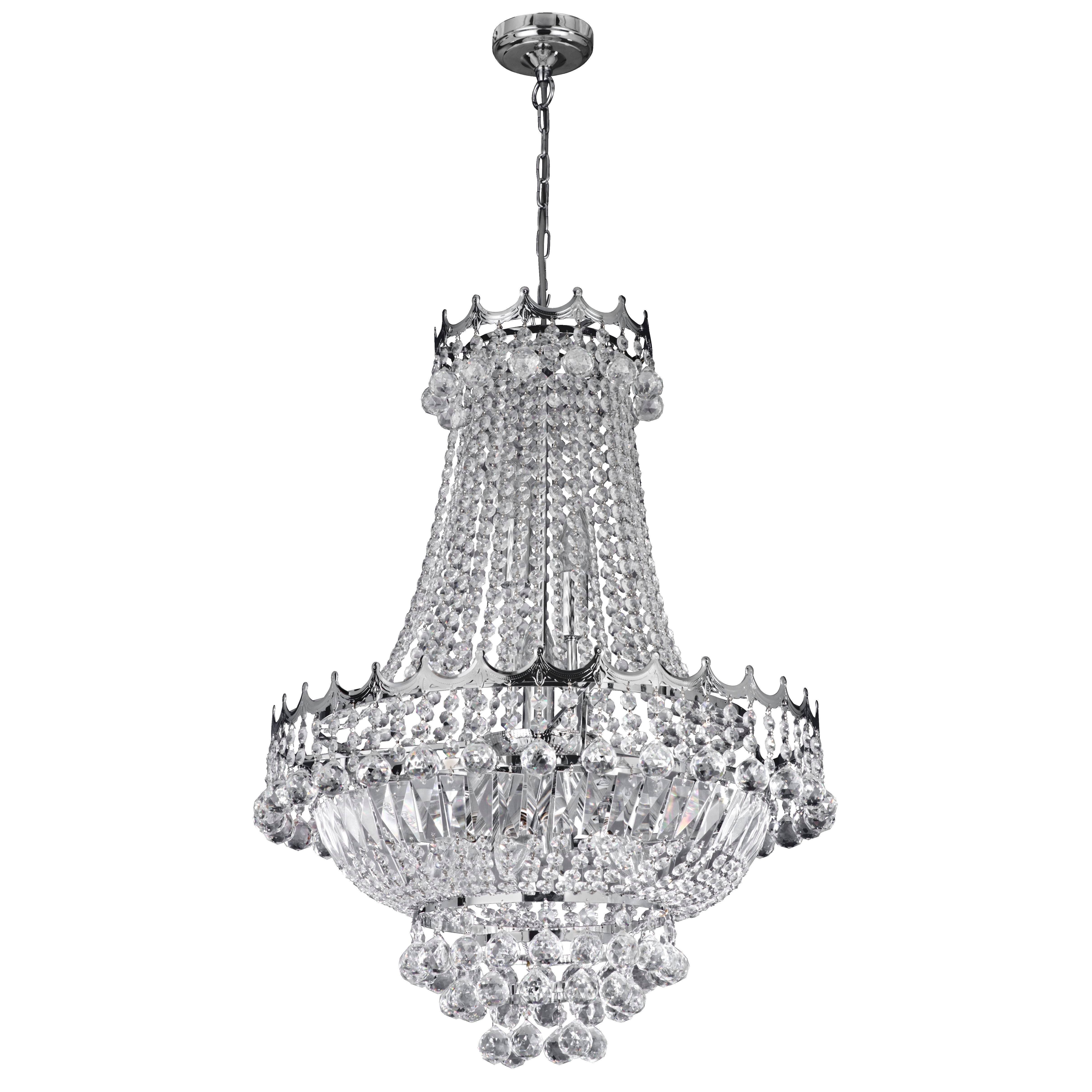 Searchlight Villas 9 Light Chandelier - Chrome Frame & Crystal