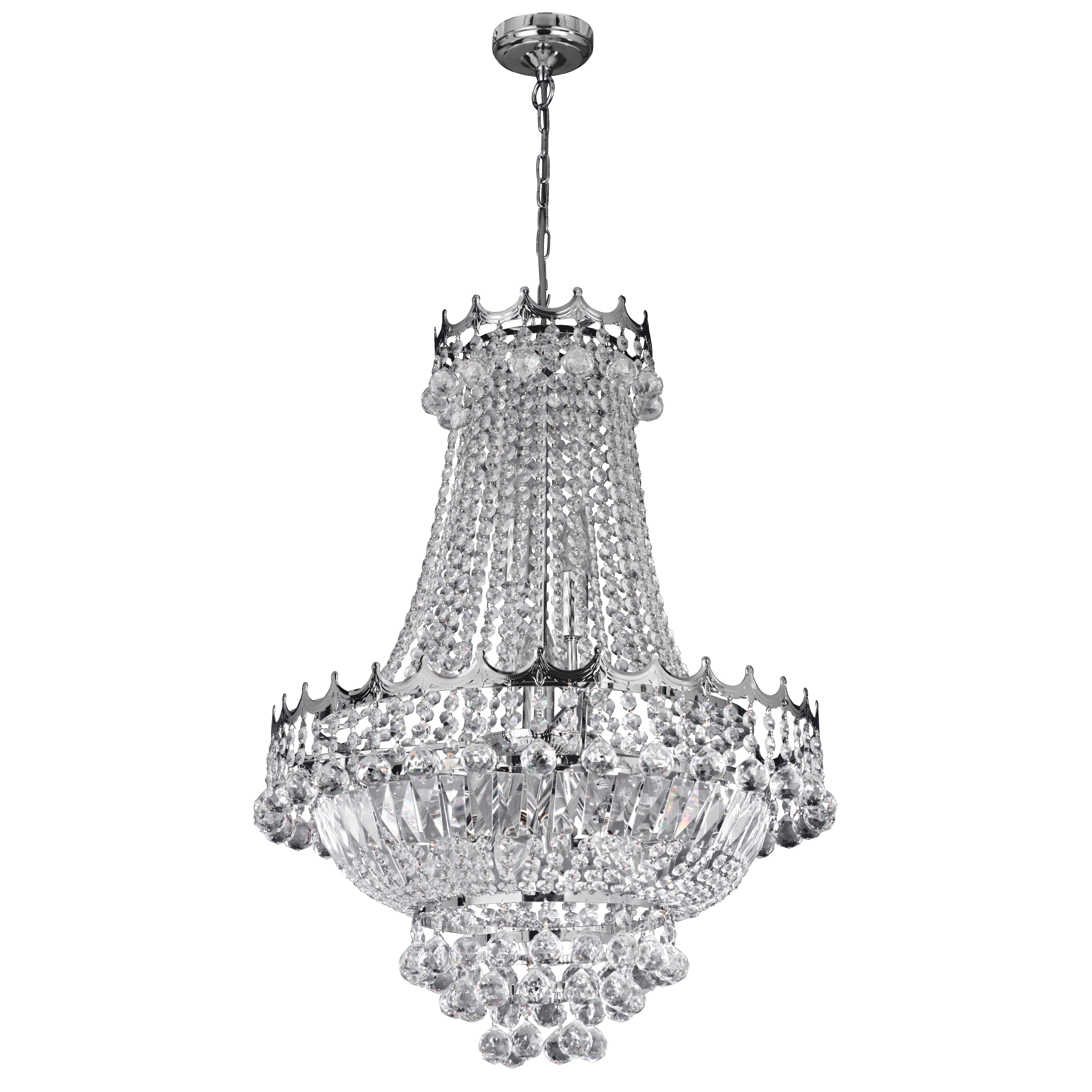 Searchlight Villas 9 Light Chandelier - Chrome Frame & Crystal