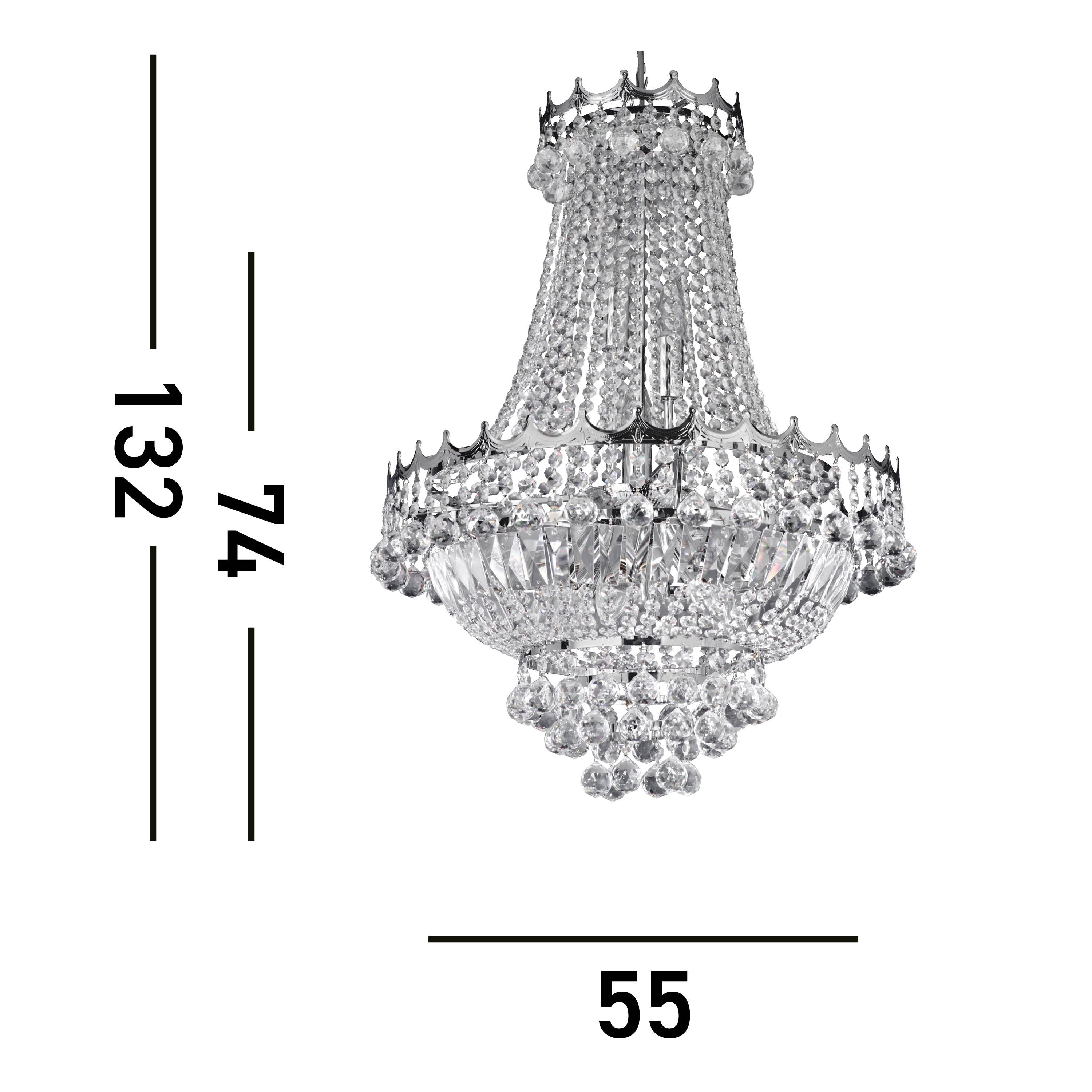 Searchlight Villas 9 Light Chandelier - Chrome Frame & Crystal