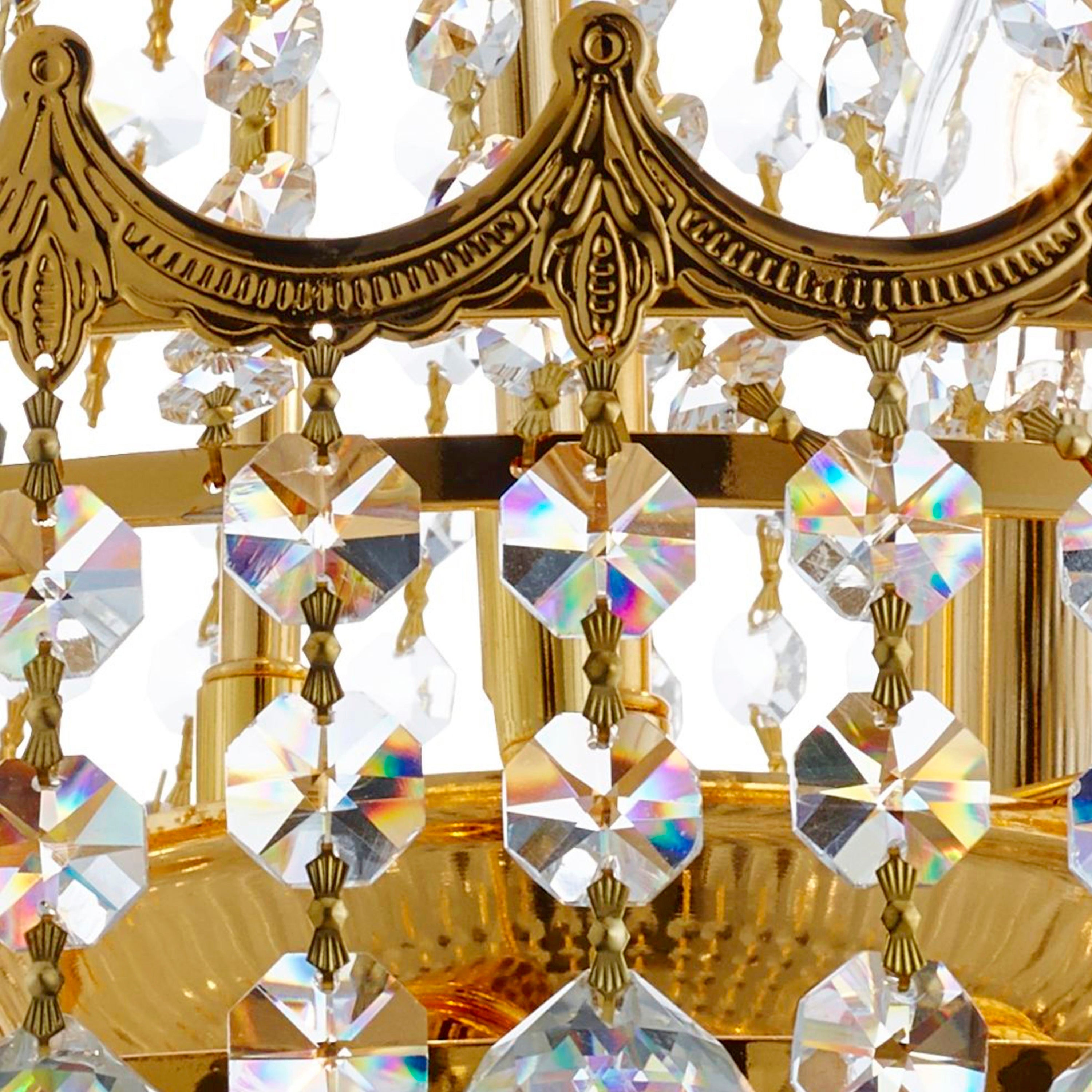 Searchlight Villas 9 Light Chandelier - Gold Frame & Crystal