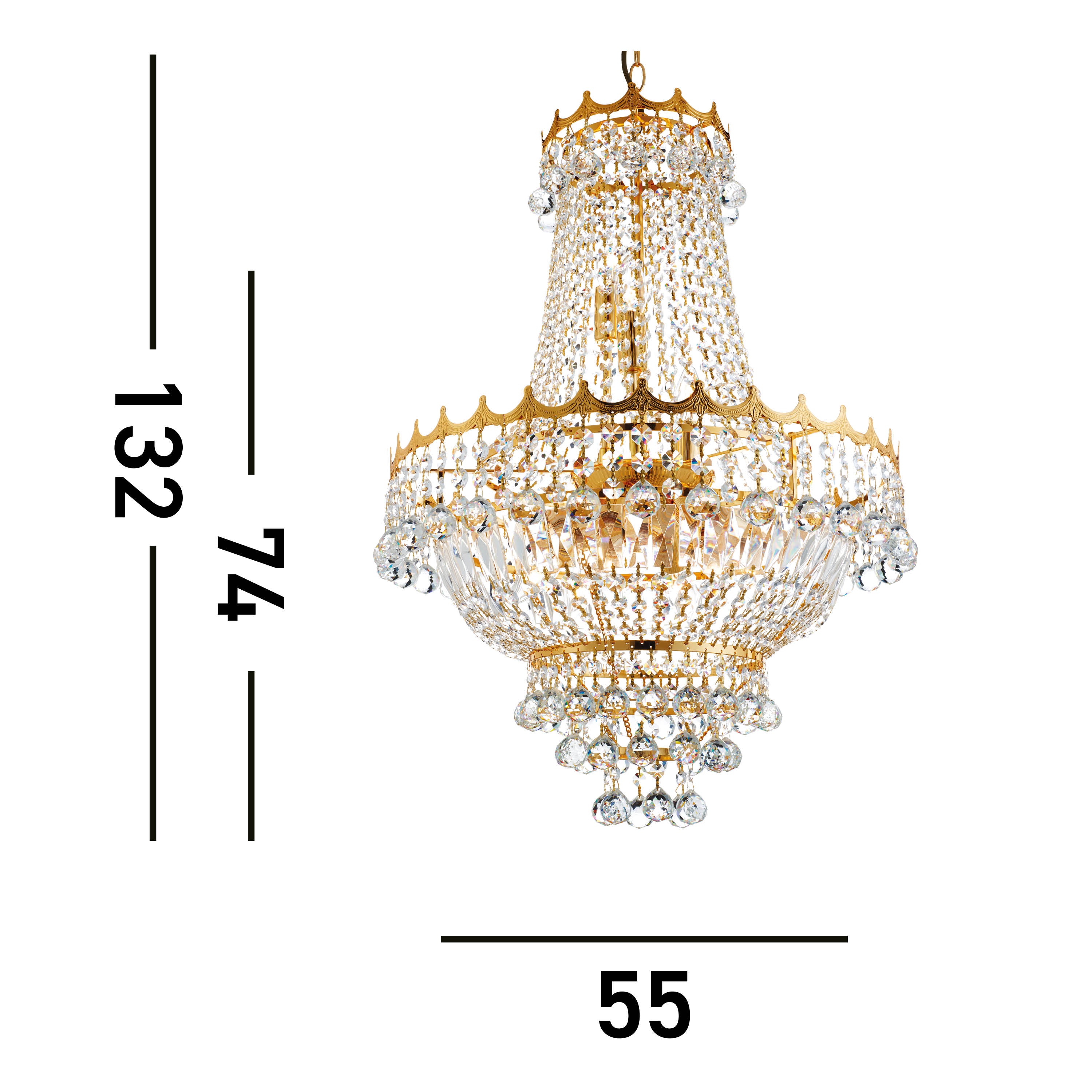 Searchlight Villas 9 Light Chandelier - Gold Frame & Crystal