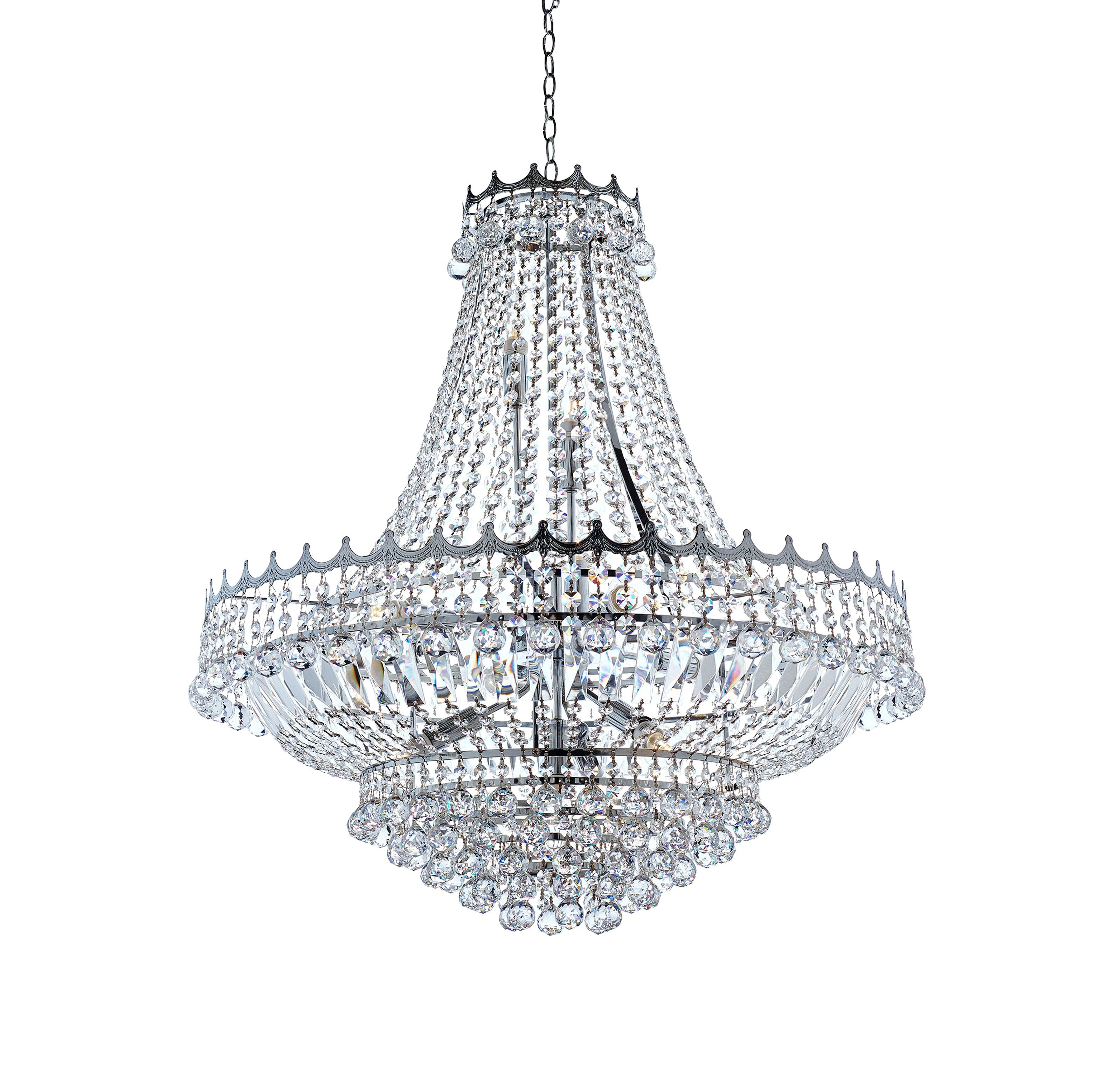 Searchlight Villas 13 Light Chandelier - Chrome Metal & Crystal