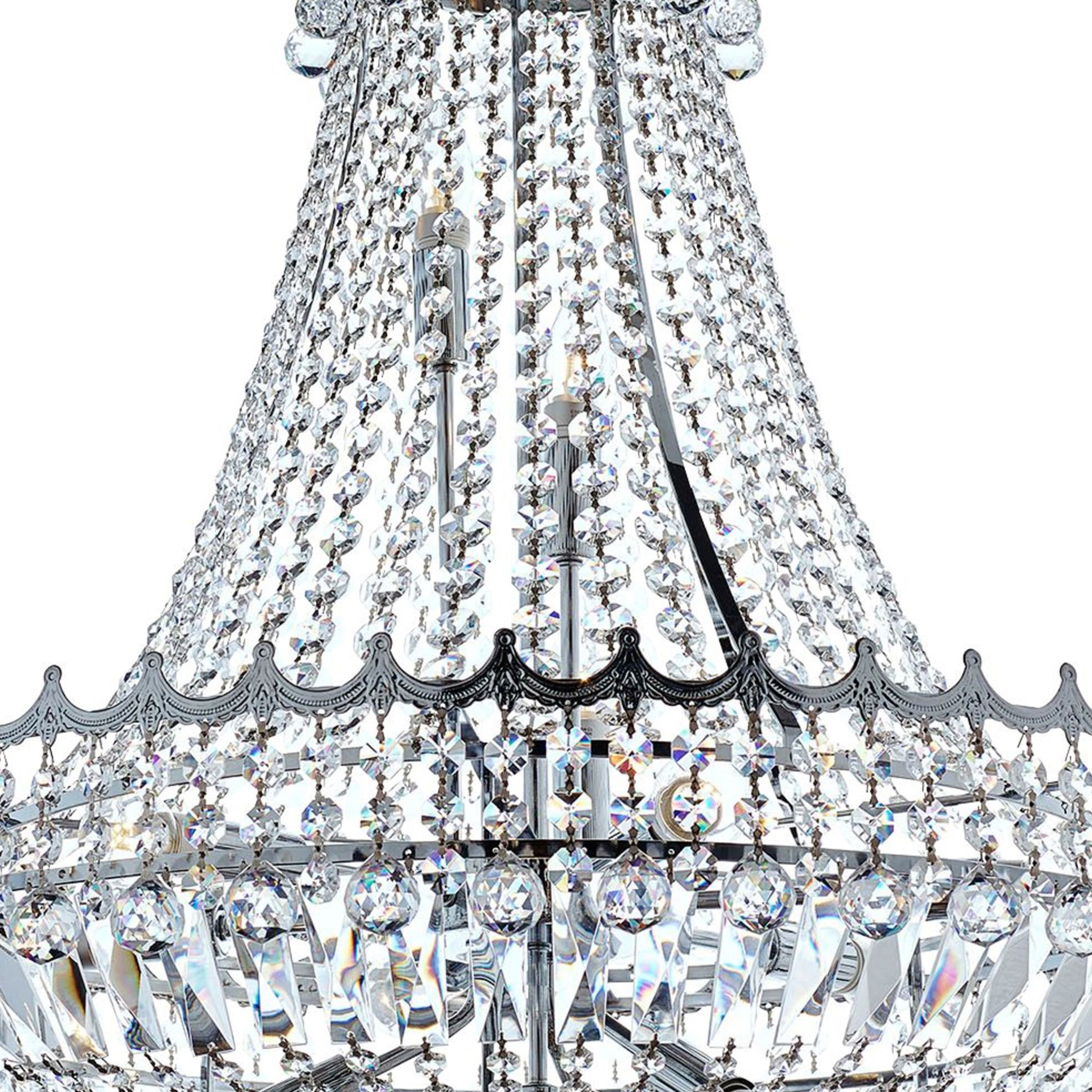 Searchlight Villas 13 Light Chandelier - Chrome Metal & Crystal