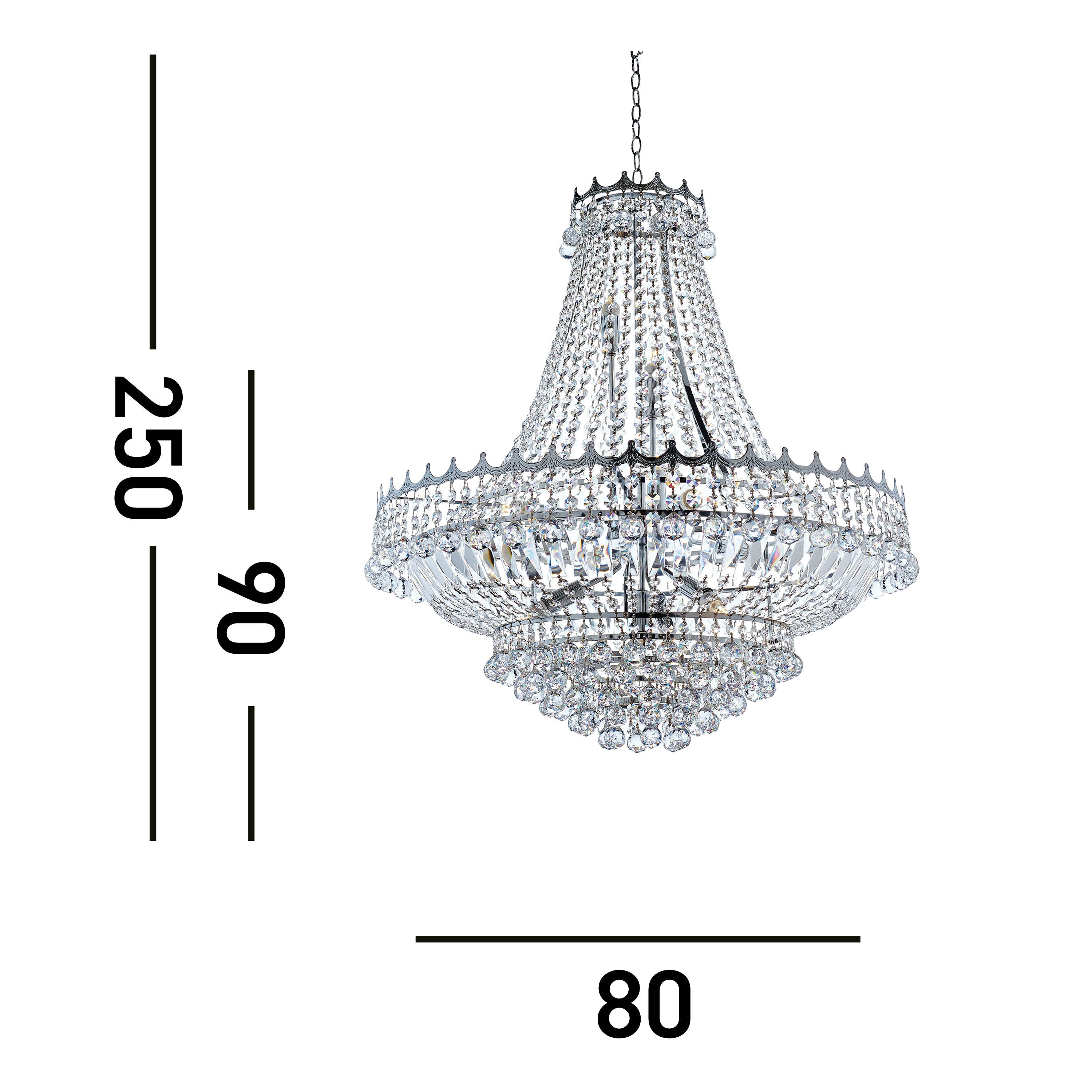 Searchlight Villas 13 Light Chandelier - Chrome Metal & Crystal