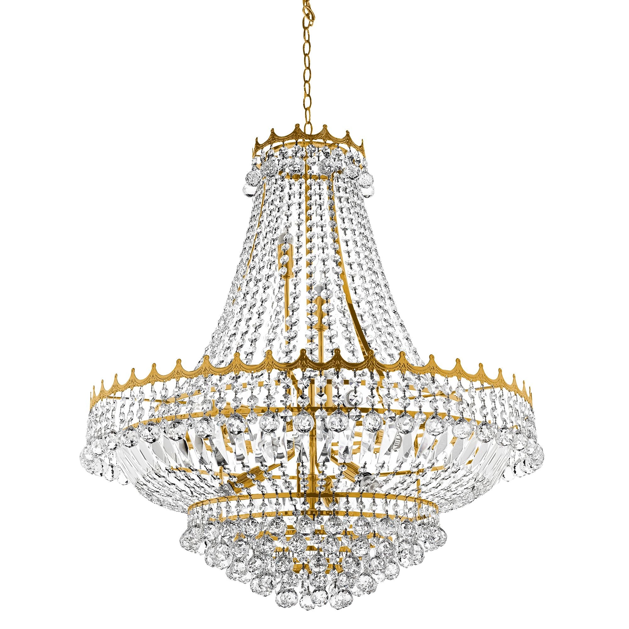 Searchlight Villas 13 Light Chandelier - Gold Metal & Crystal