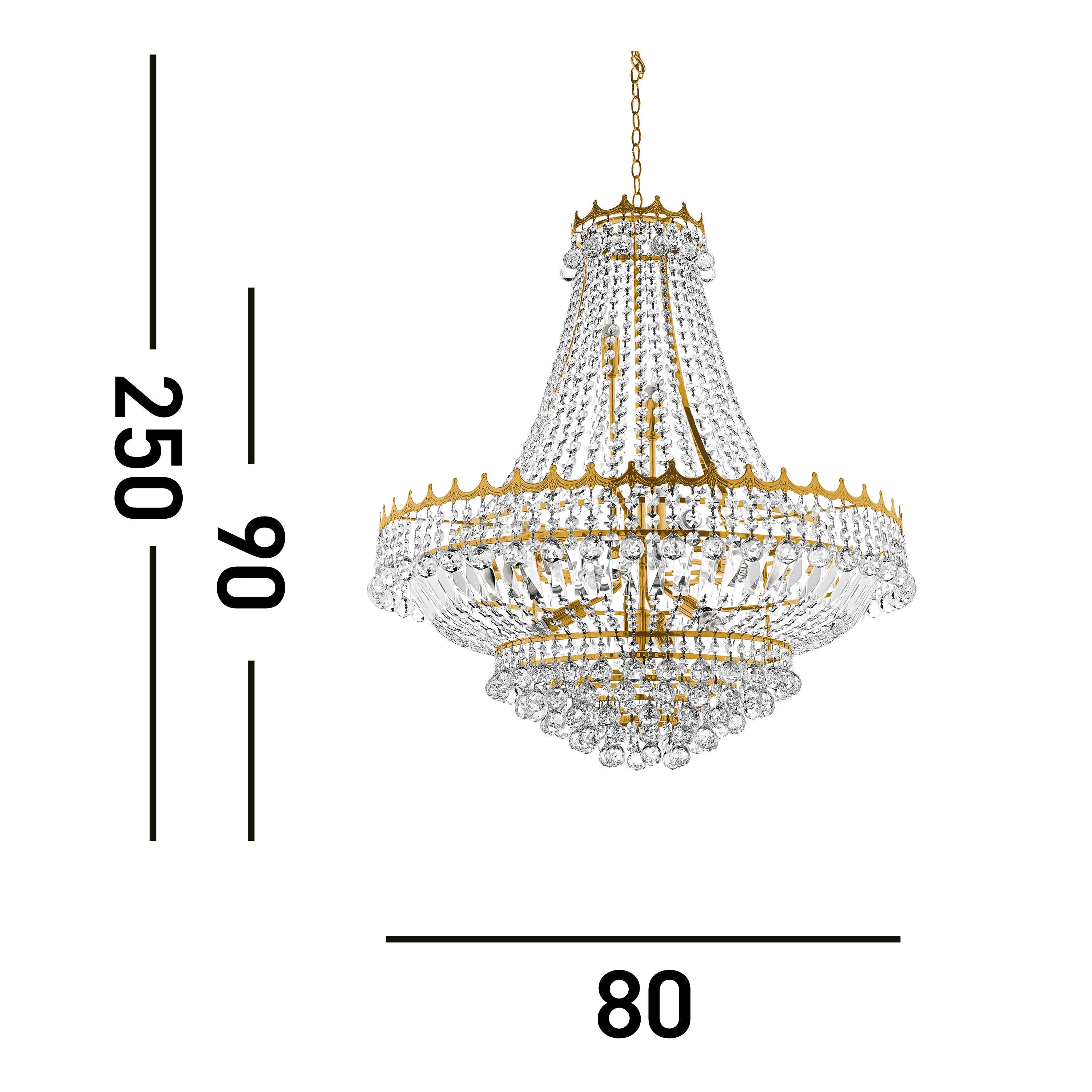 Searchlight Villas 13 Light Chandelier - Gold Metal & Crystal