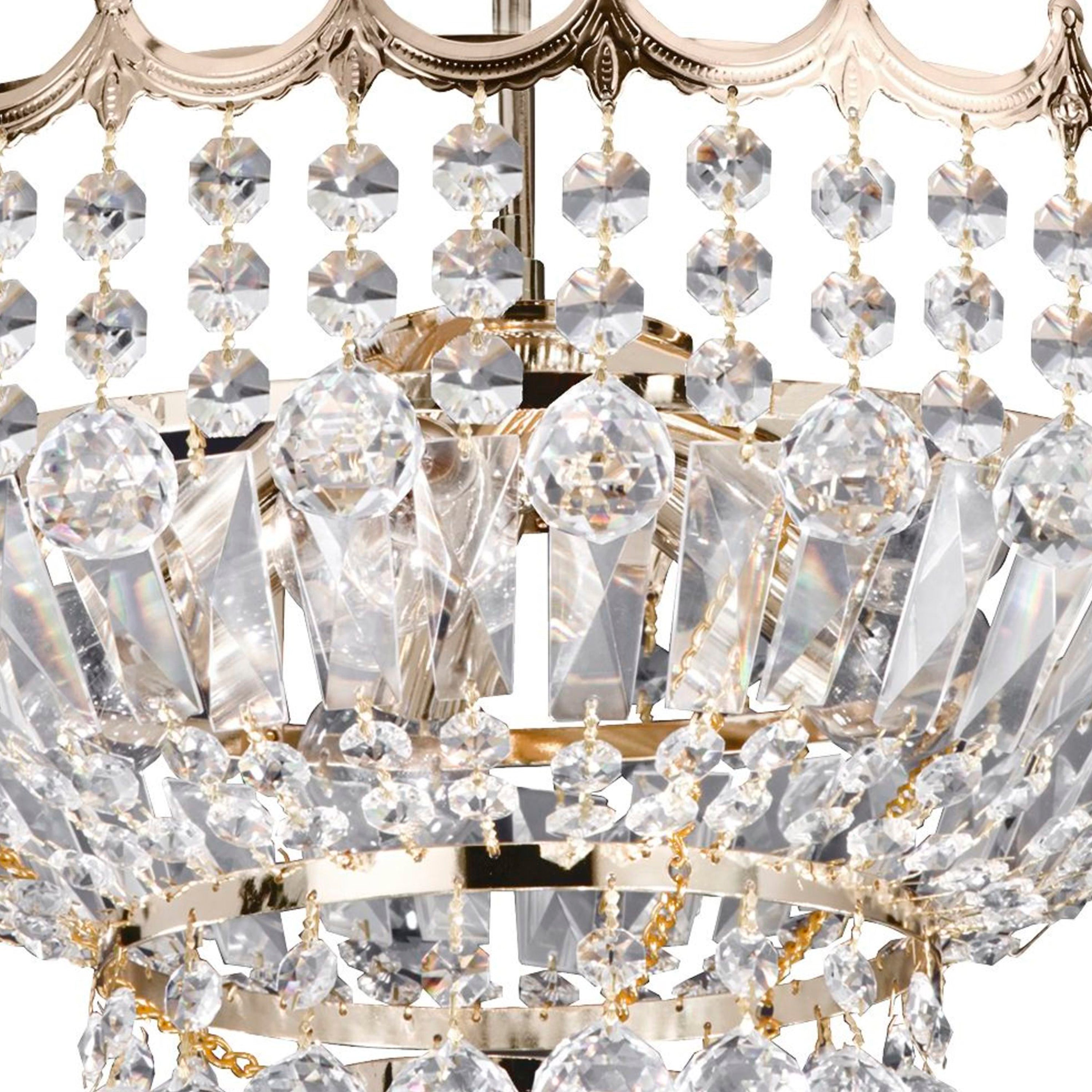 Searchlight Villas 5 Light Semi-Flush Light - Gold Frame & Crystal