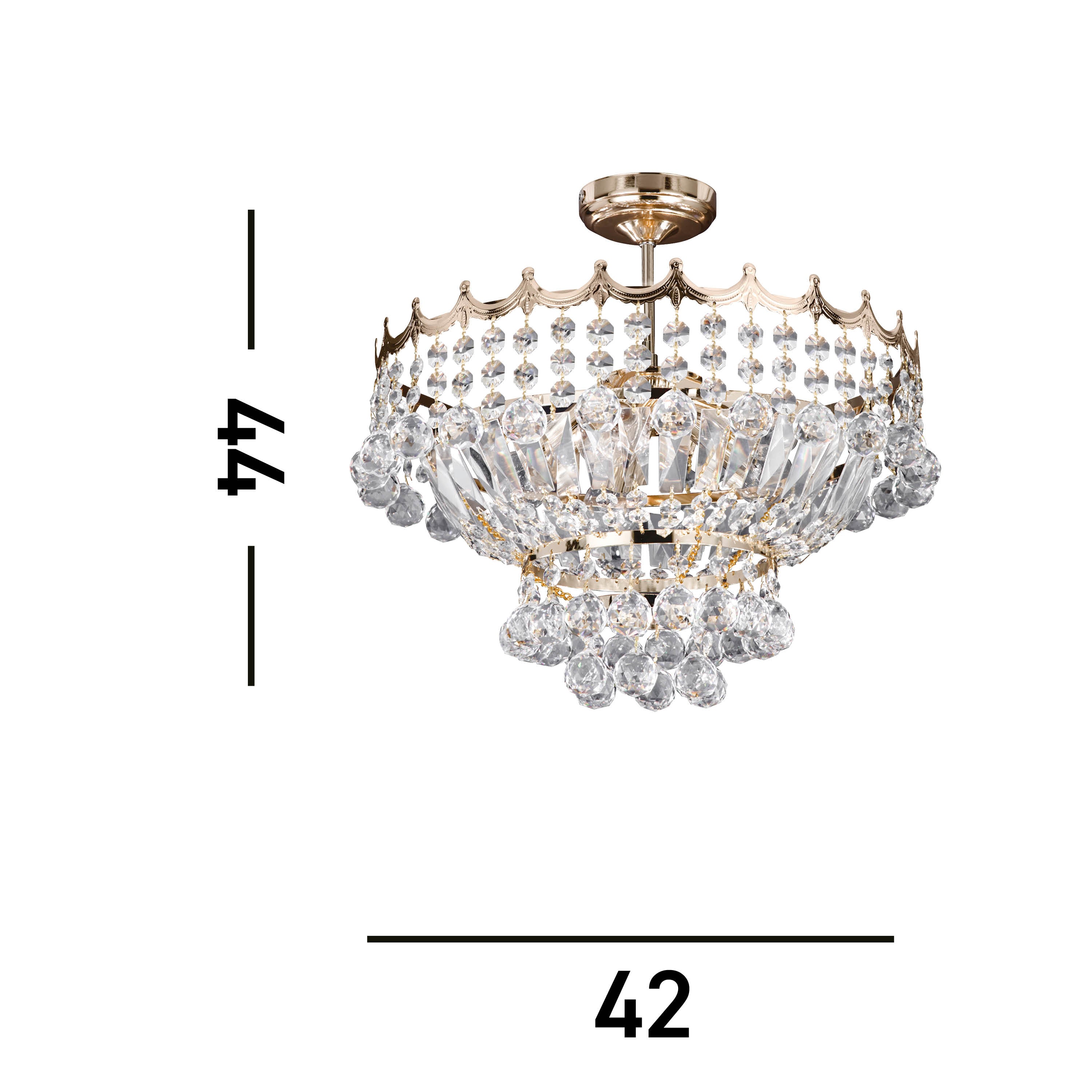 Searchlight Villas 5 Light Semi-Flush Light - Gold Frame & Crystal