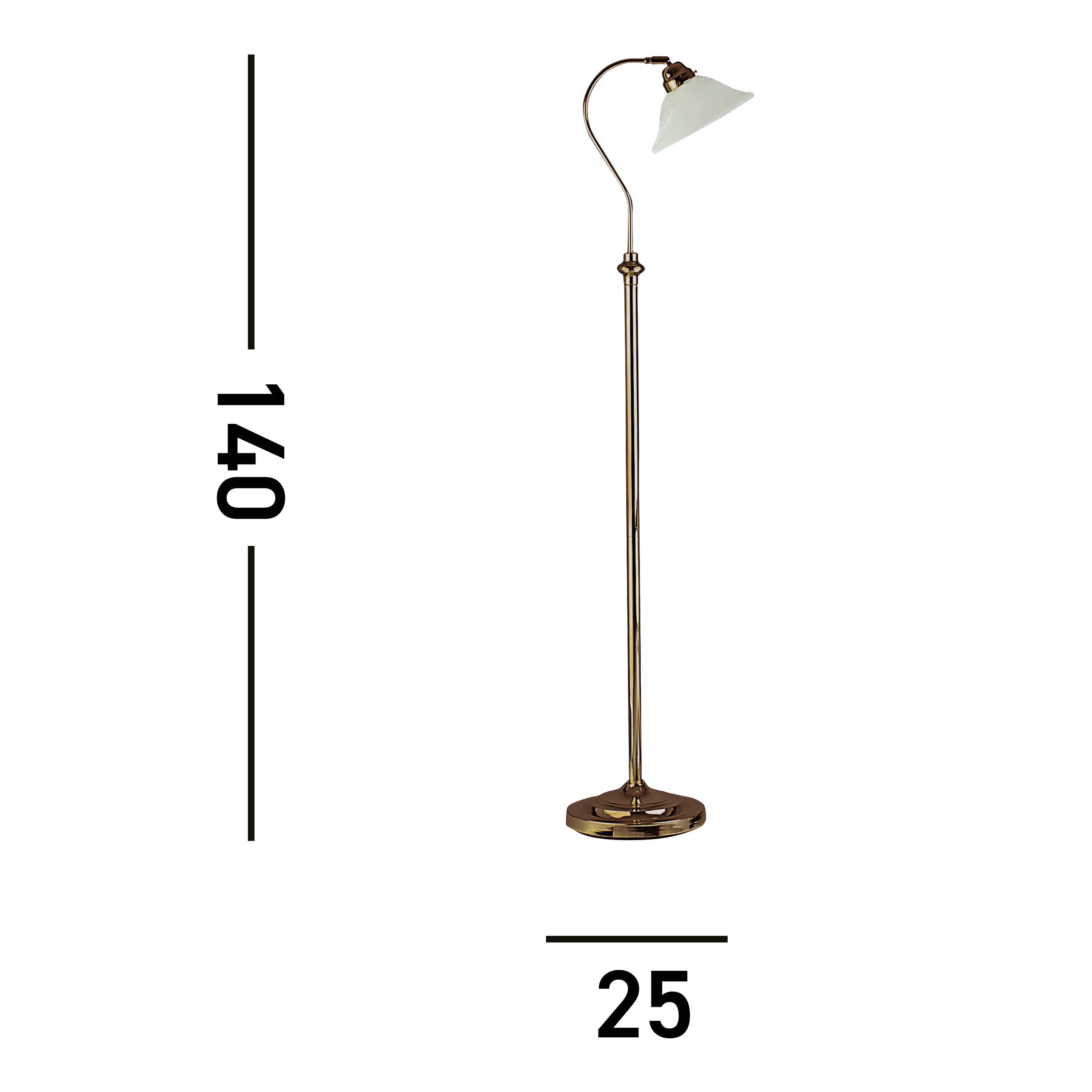 Searchlight Abram Adjustable Floor Lamp - Antique Brass & Scavo Glass Shade