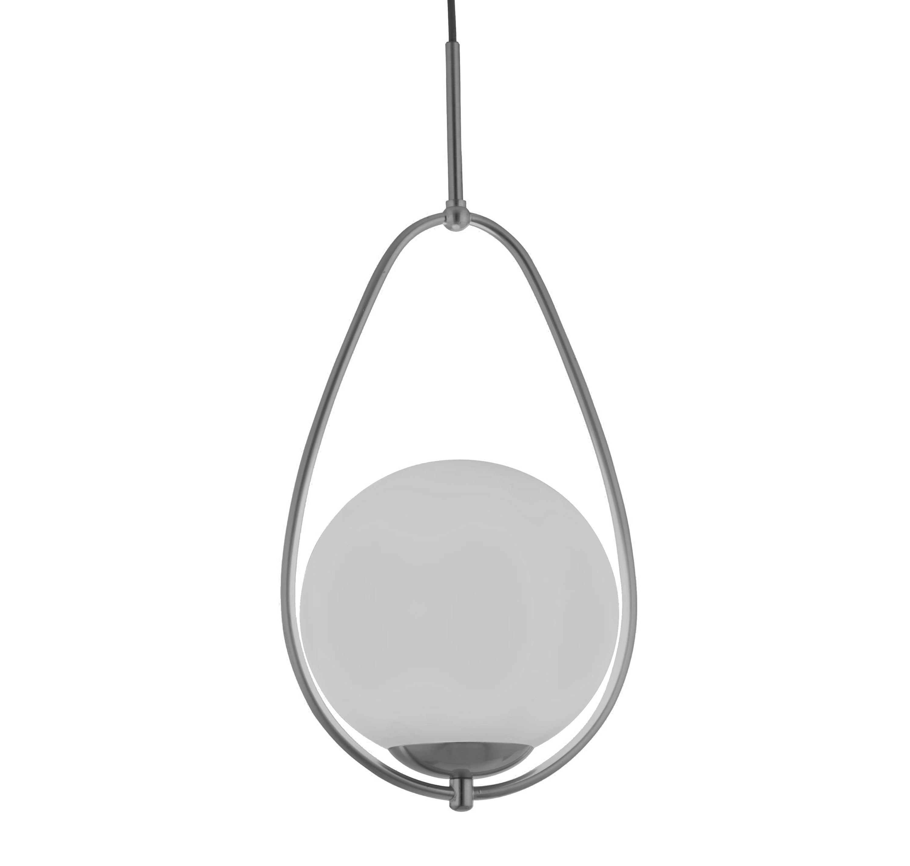 Searchlight Autumn Pendant - Satin Silver & Opal Glass