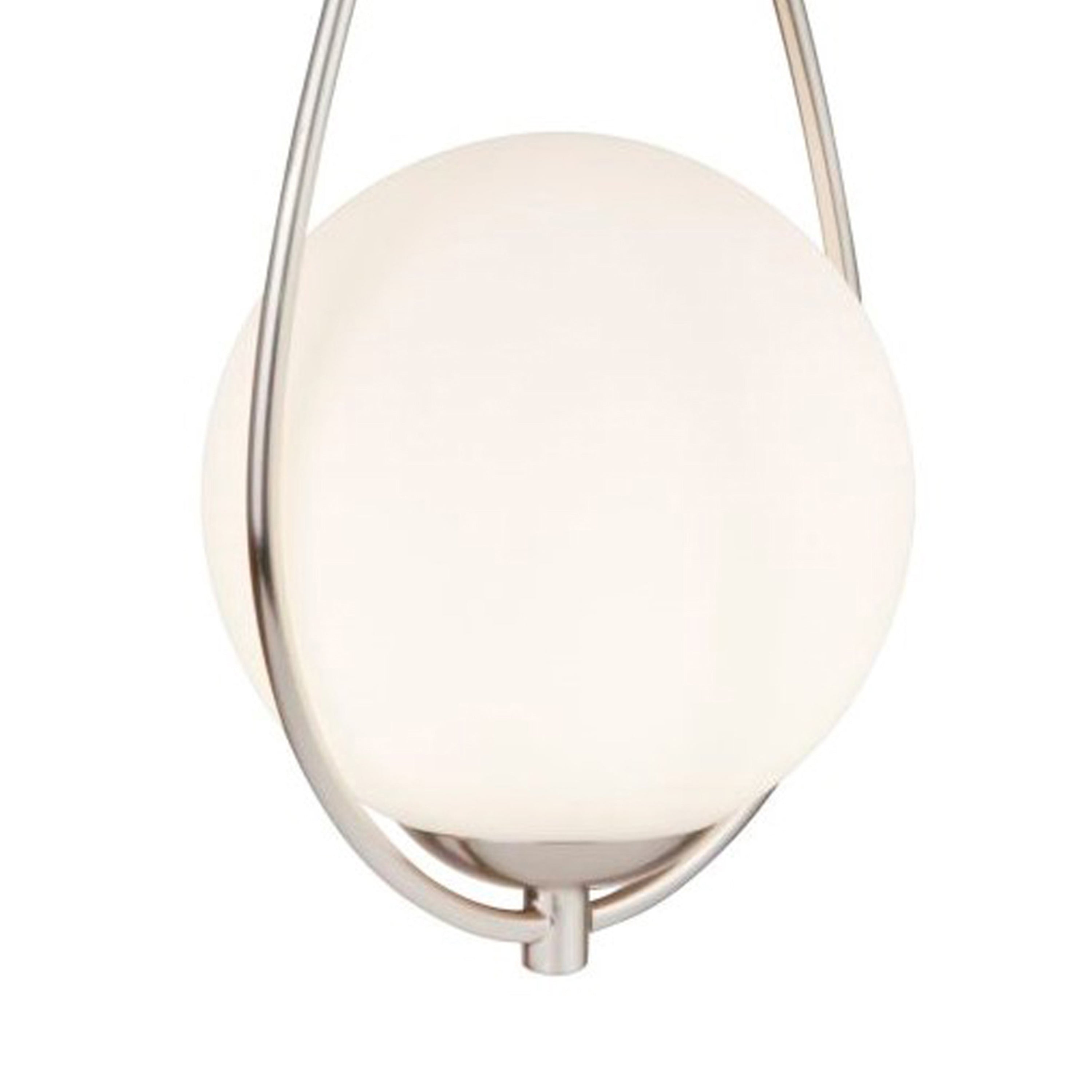 Searchlight Autumn Pendant - Satin Silver & Opal Glass