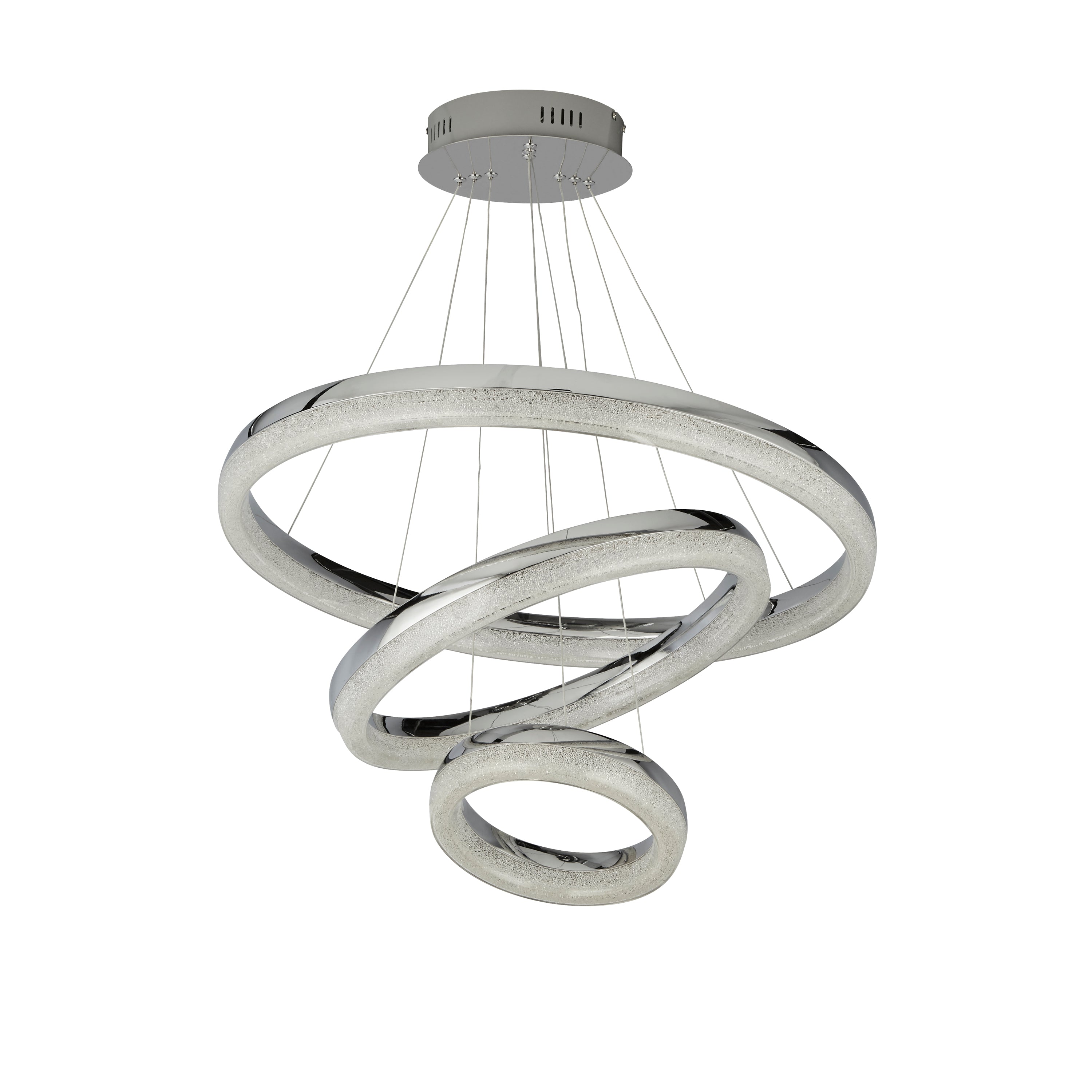Searchlight Cirque 3 Light LED Ceiling Pendant - Chrome & Crushed Ice