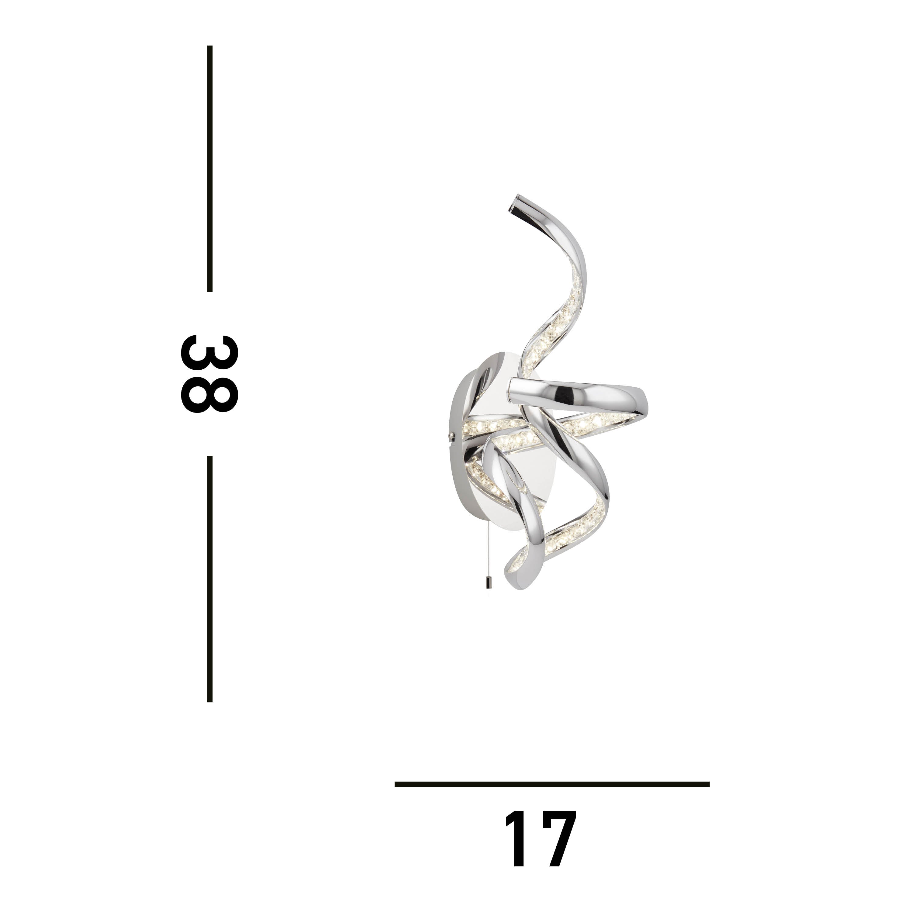 Searchlight Tennyson LED Wall Light - Chrome & Clear Crystal