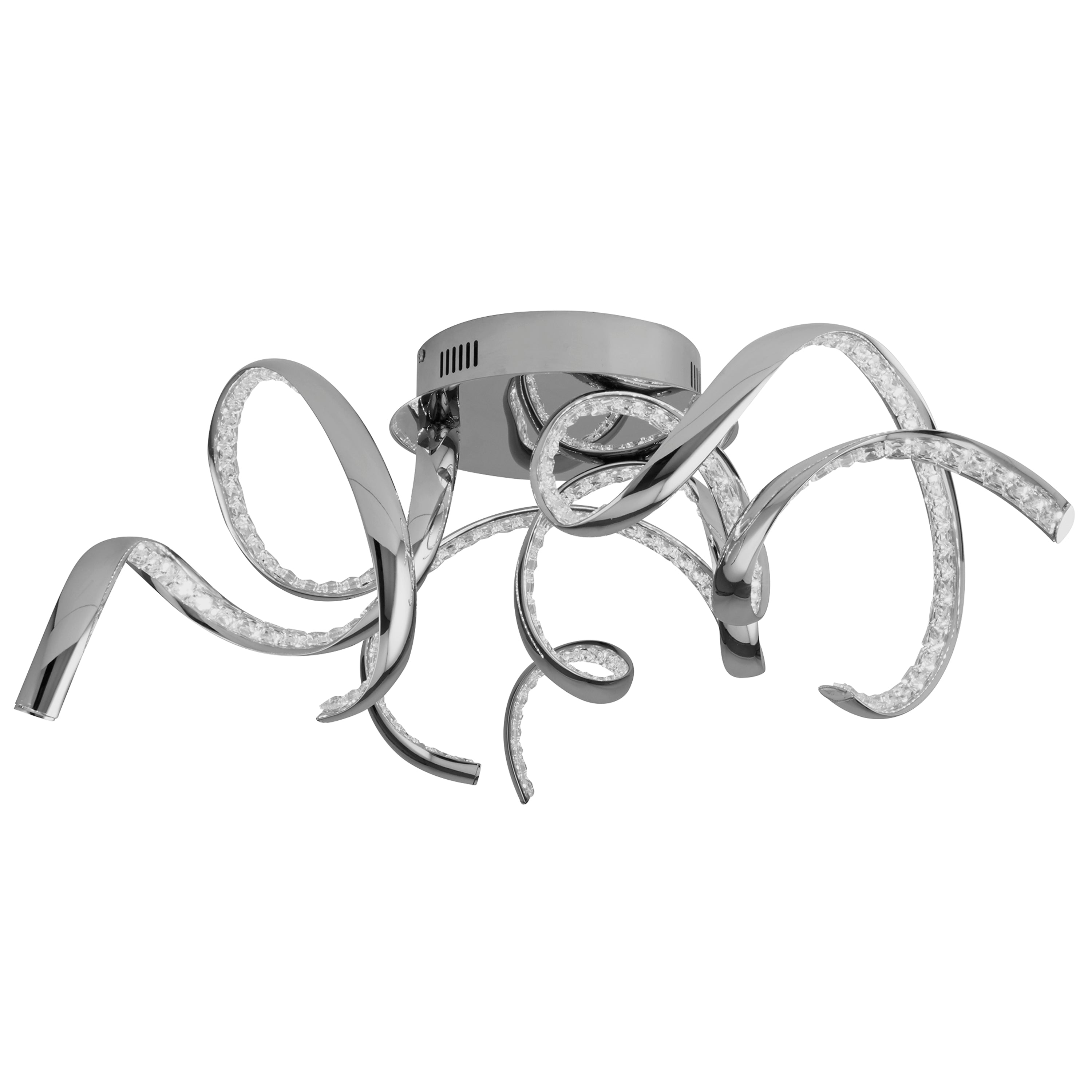 Searchlight Tennyson LED Flush Ceiling Light - Chrome & Clear Crystal