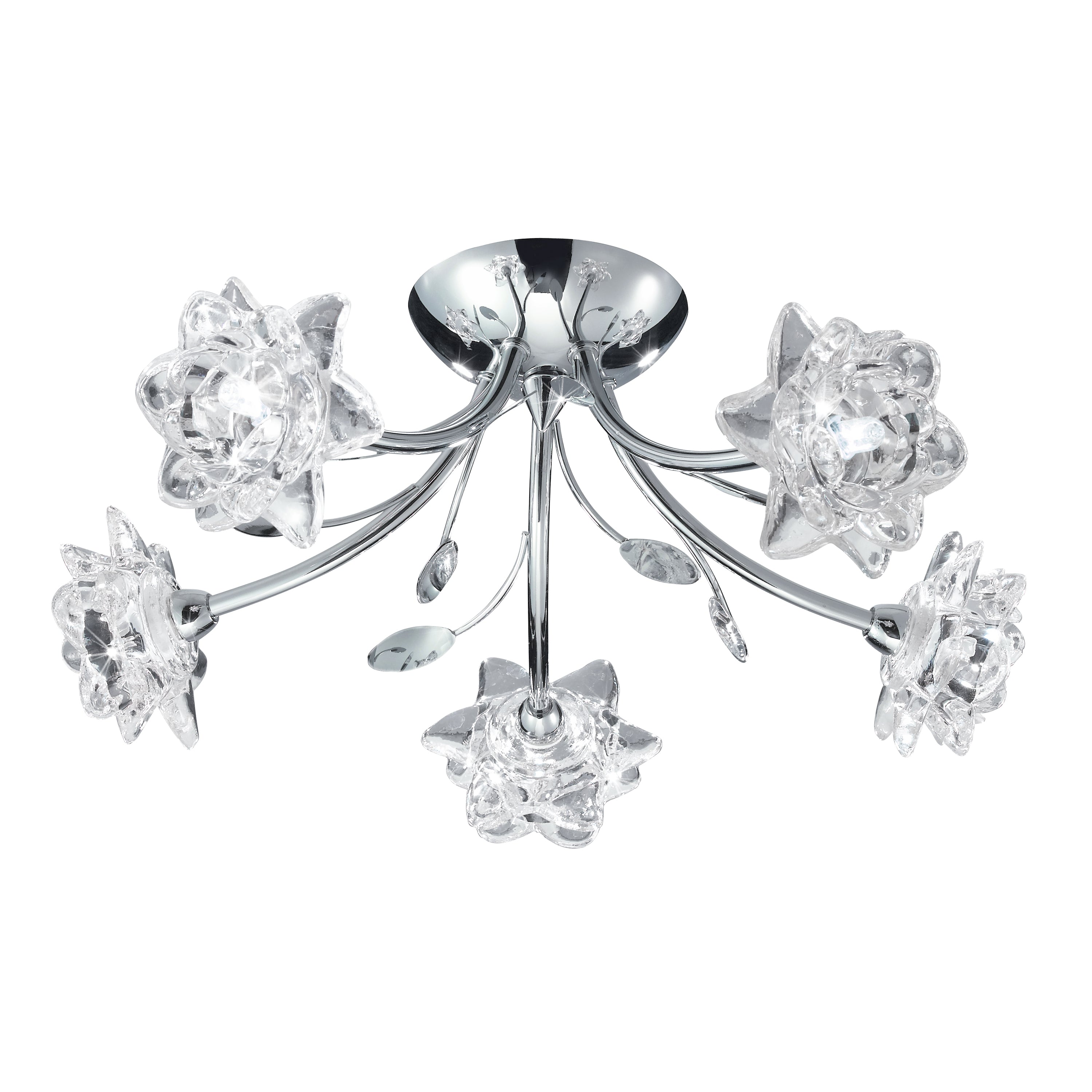 Searchlight Bay 5 Light Semi-Flush Ceiling Light - Chrome & Clear Glass