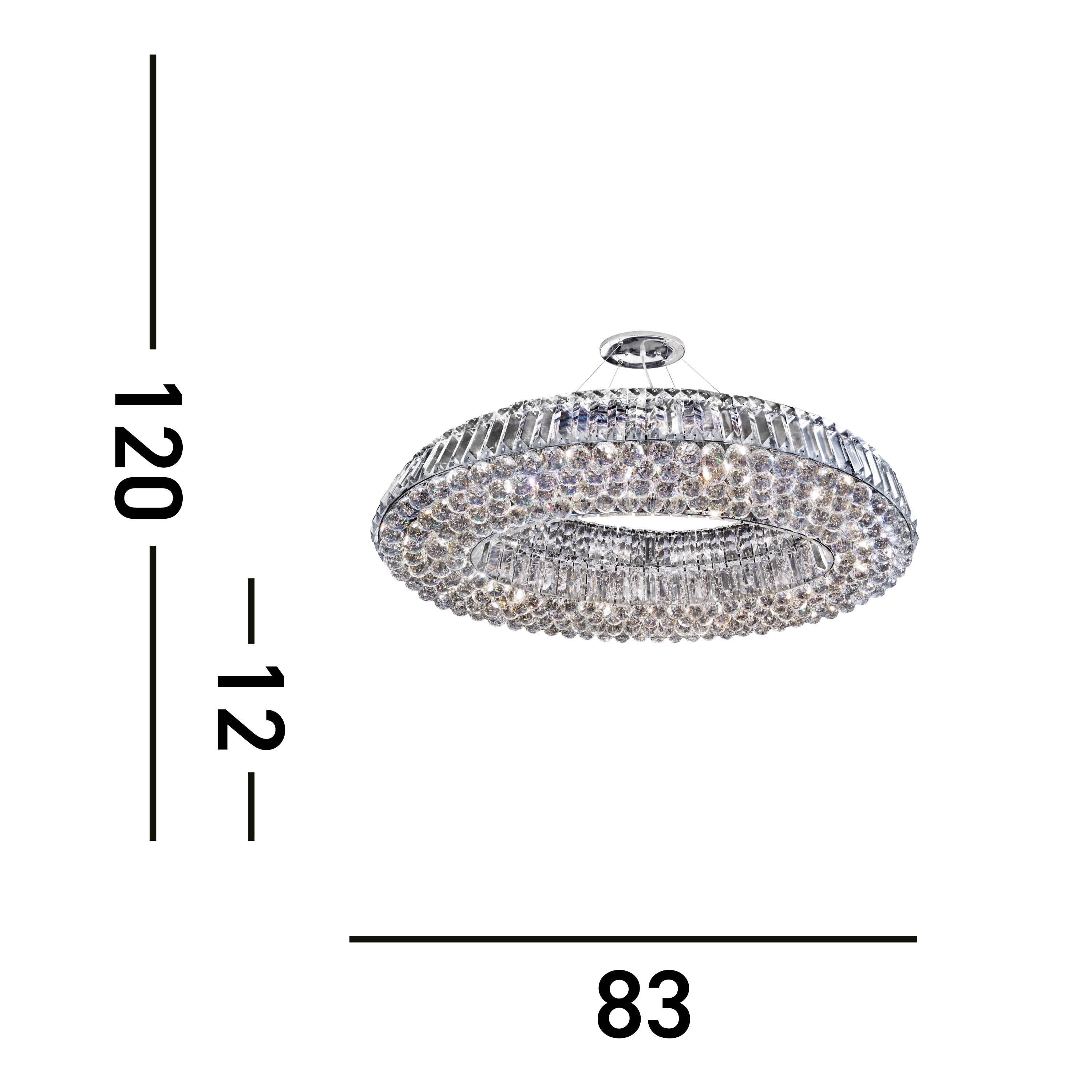 Searchlight Vivian Oval 10 Light Pendant - Chrome, Clear Coffin & Ball Drops