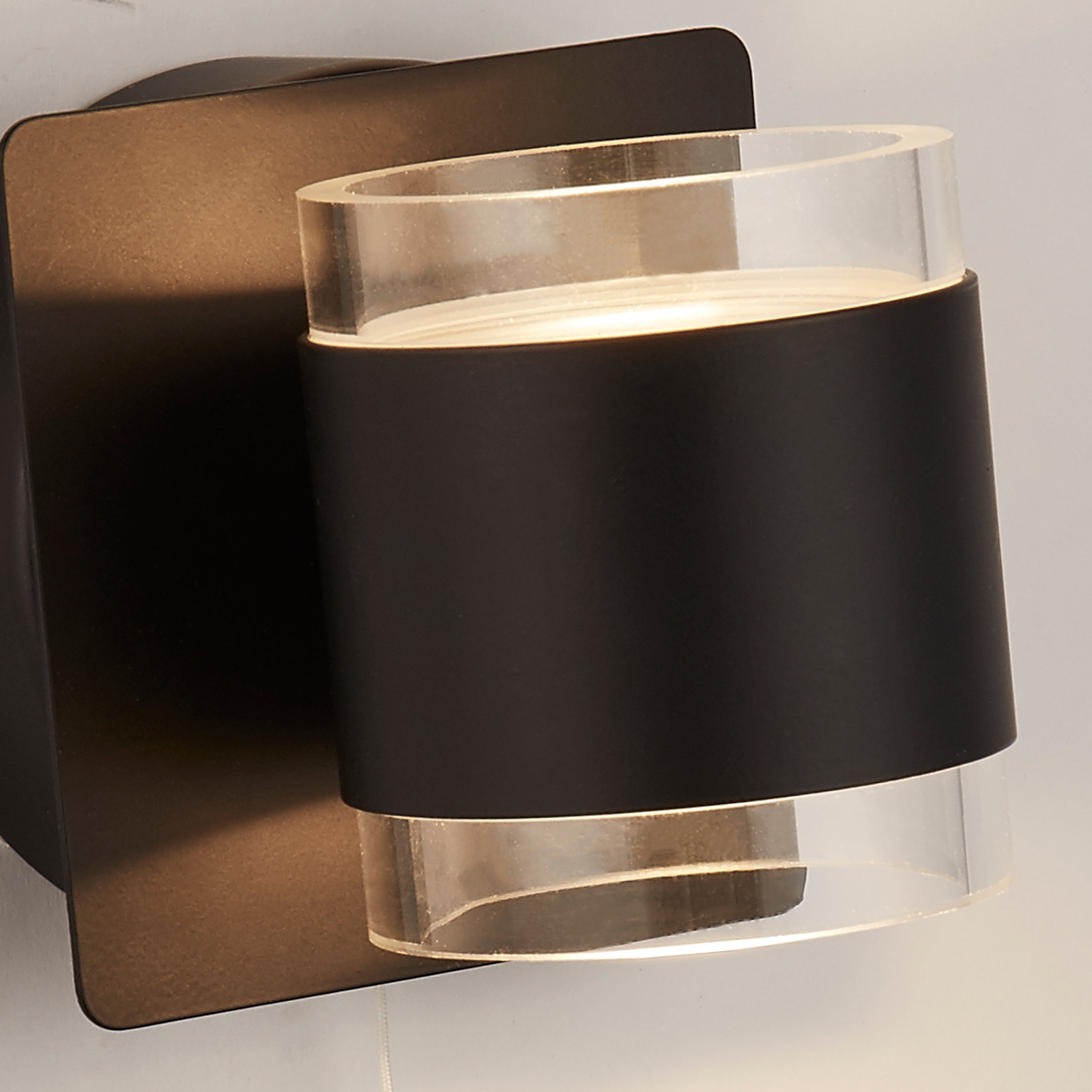 Searchlight Tatlock 2 Light Wall Light - Black & Clear Acrylic