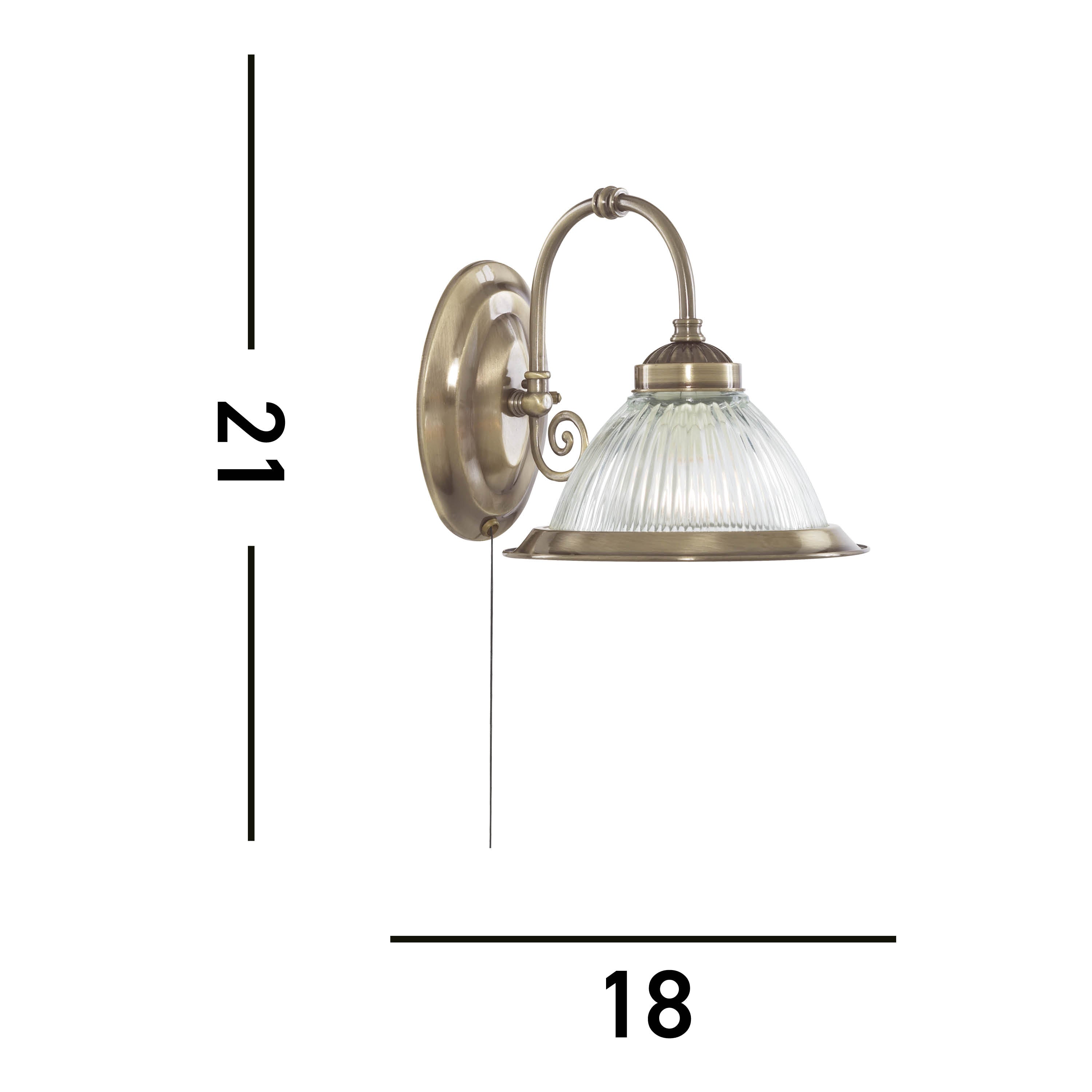 Searchlight Aintree Wall Light - Antique Brass & Clear Glass