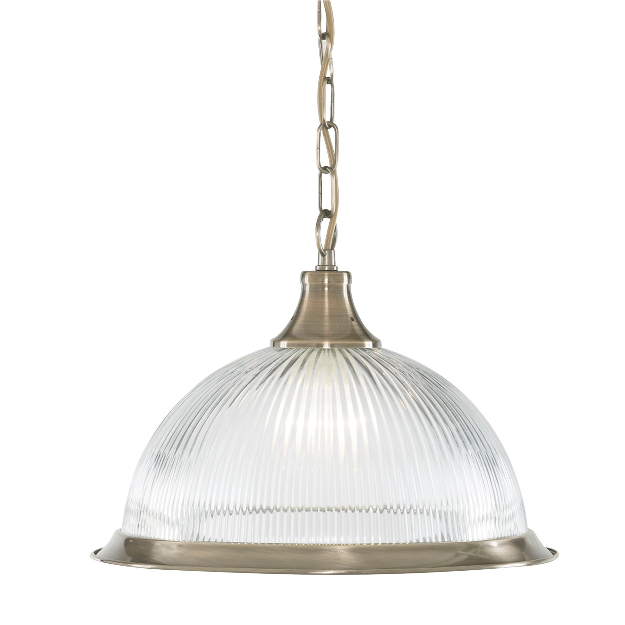 Searchlight Aintree Ceiling Pendant - Antique Brass & Glass