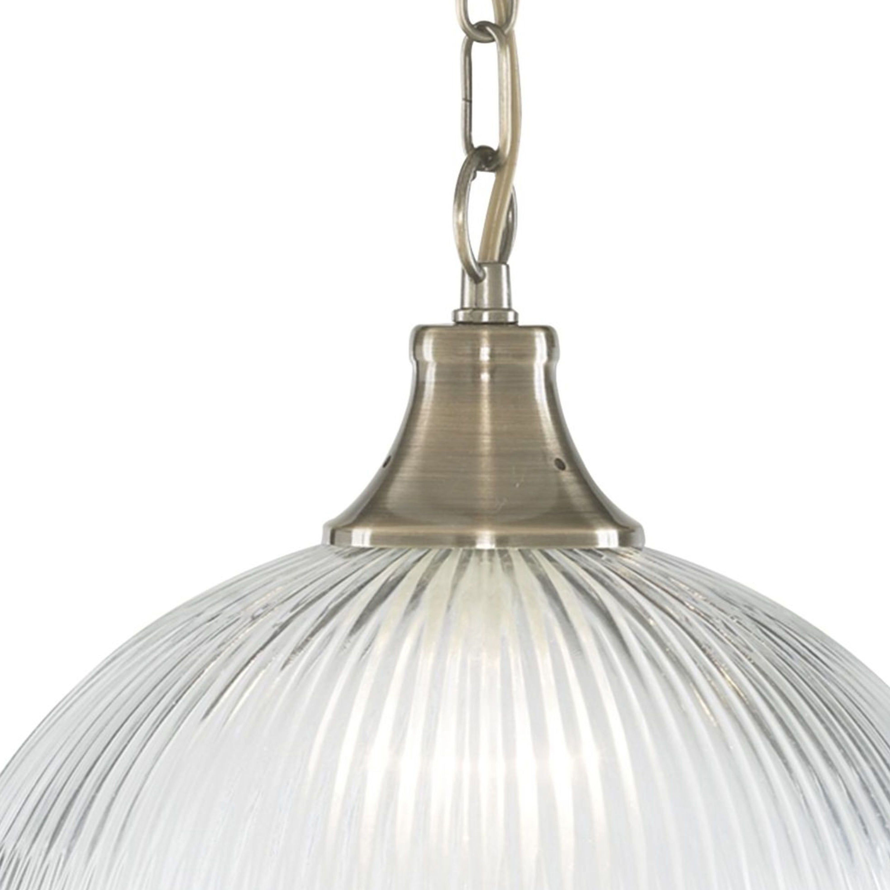 Searchlight Aintree Ceiling Pendant - Antique Brass & Glass