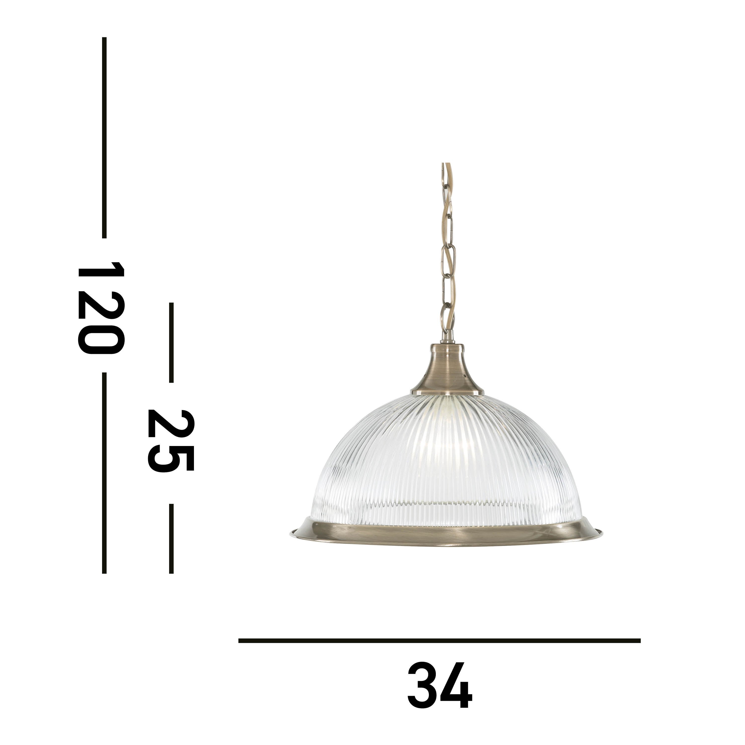 Searchlight Aintree Ceiling Pendant - Antique Brass & Glass