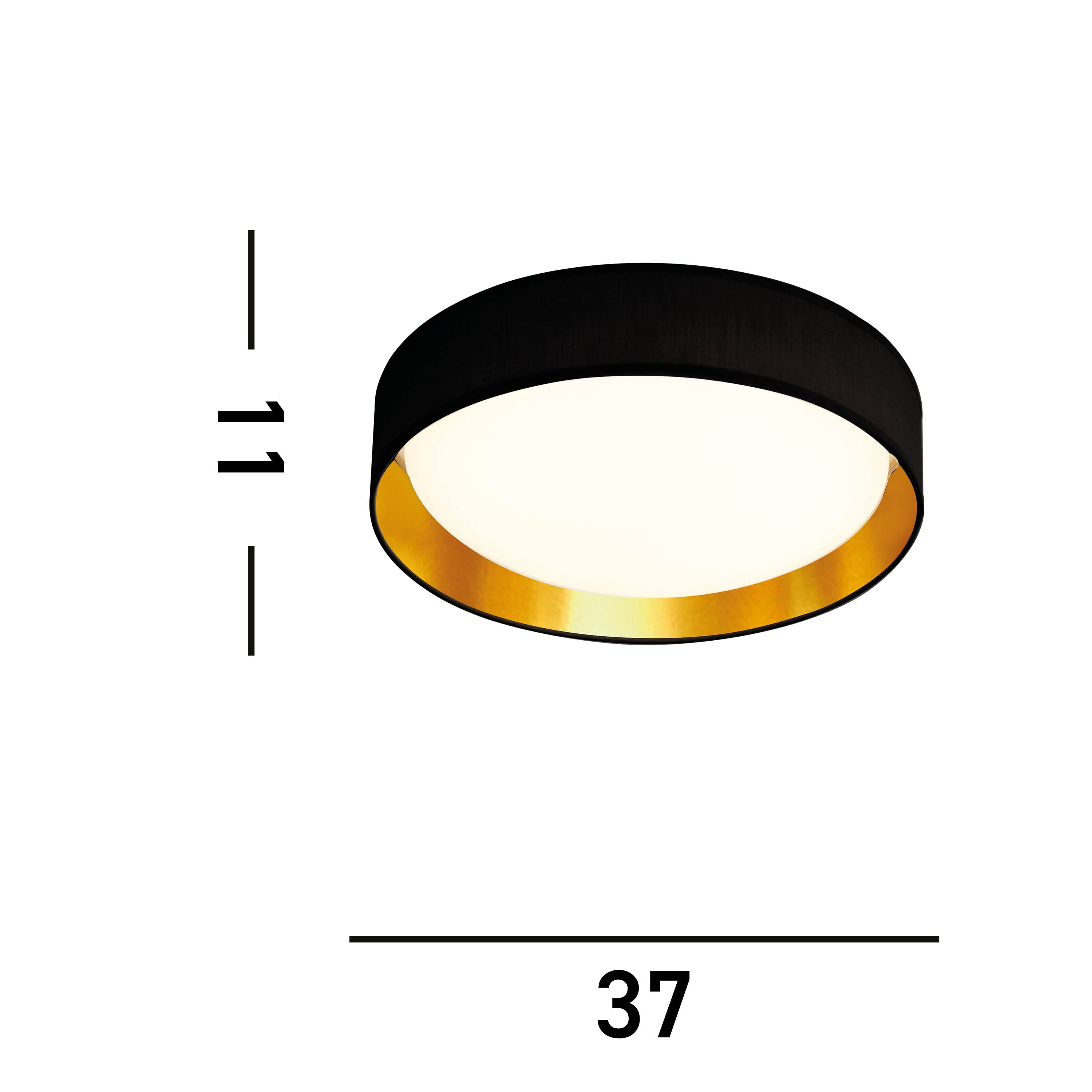 Searchlight Garson LED Flush Ceiling Light - Black/Gold Shade & Acrylic Diffuser