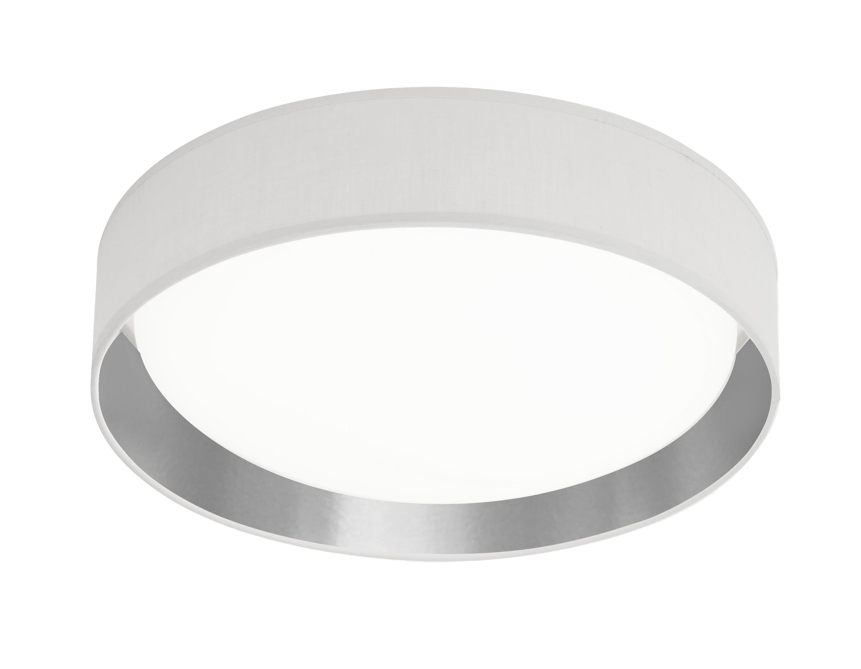 Searchlight Garson LED Flush - White Shade & Silver Inner
