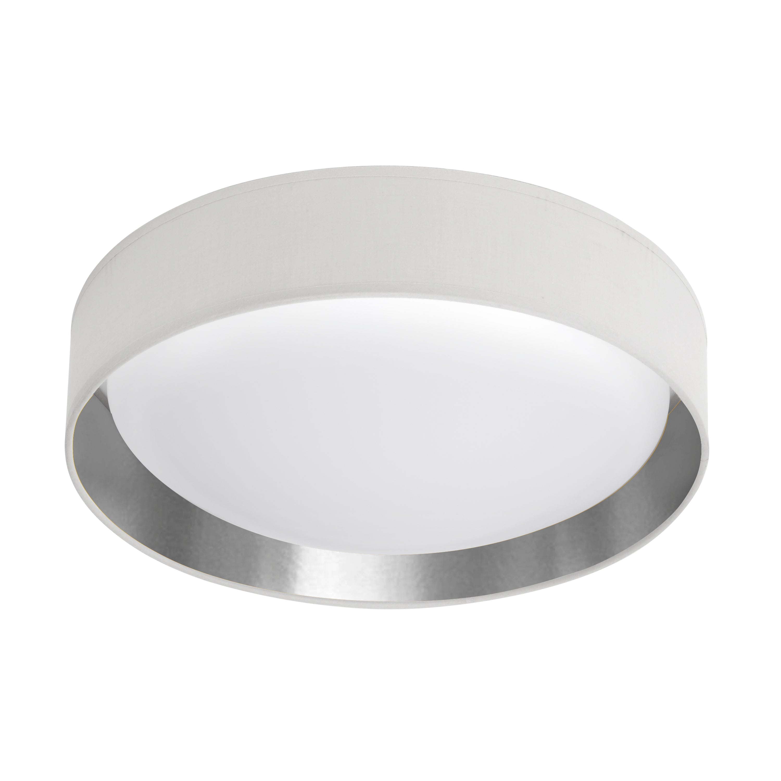 Searchlight Garson LED Flush - White Shade & Silver Inner
