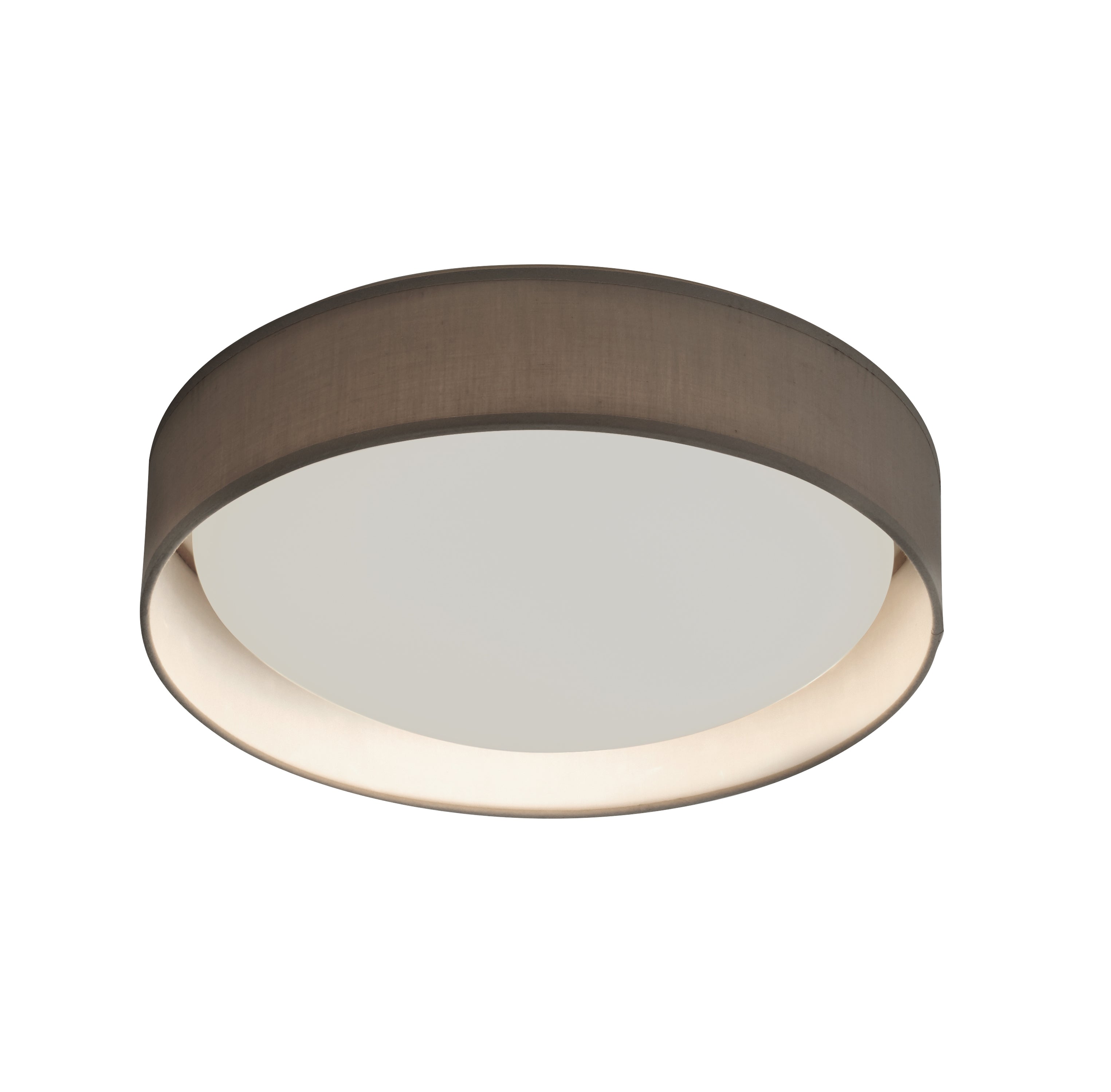 Searchlight Garson LED Flush Ceiling Light Large - Acrylic & Grey Fabric Shade