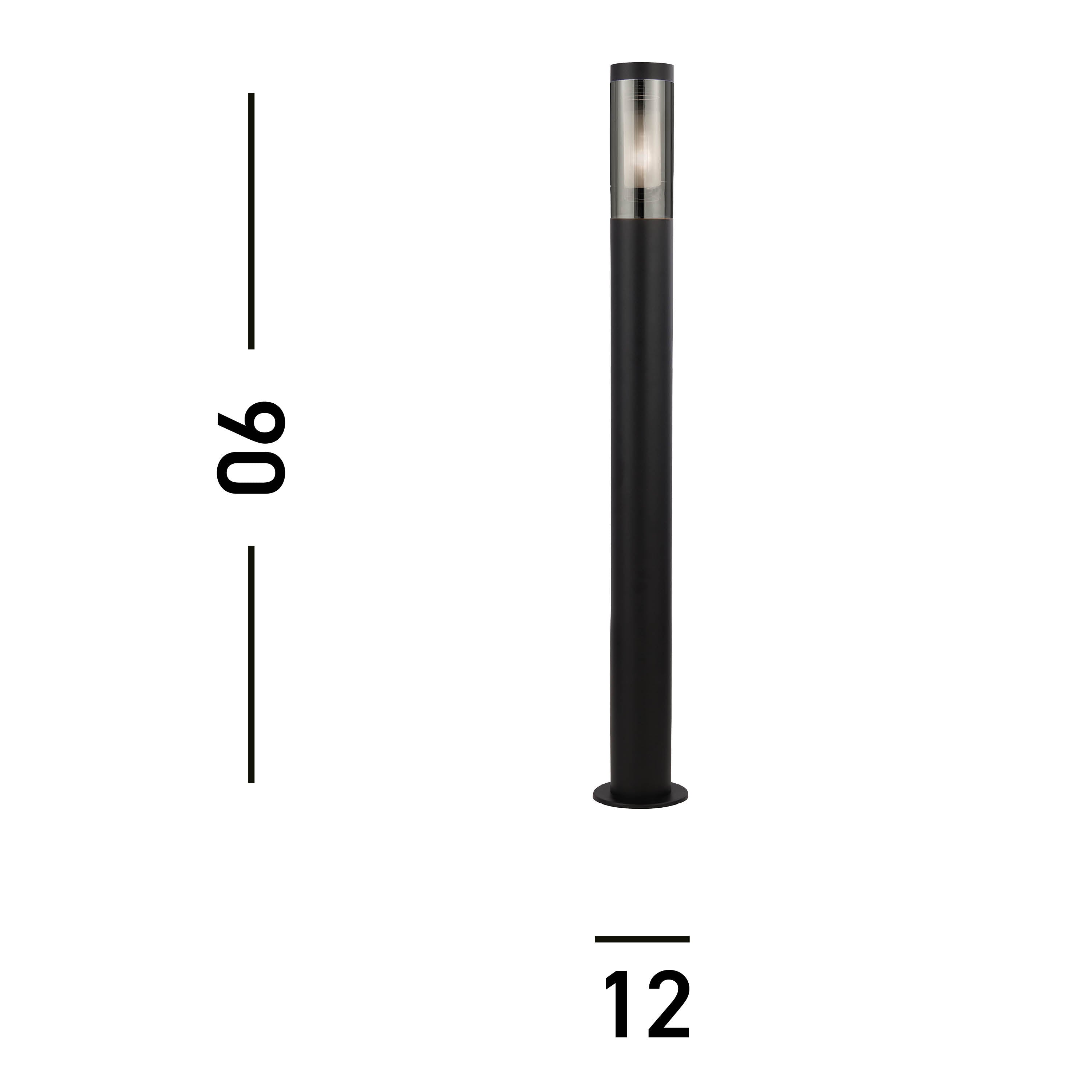 Searchlight Barnet 900mm Outdoor IP44 Post - Black & Smoked Diffuser