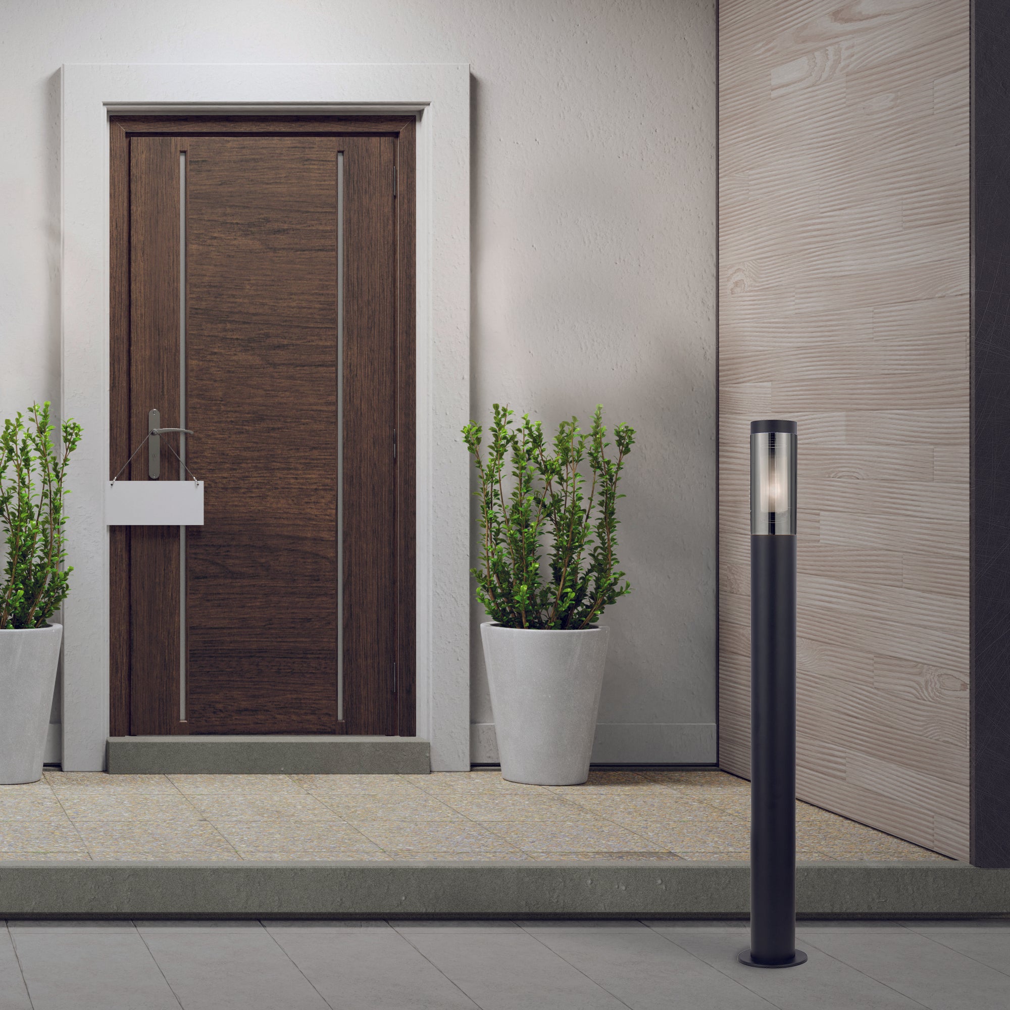 Searchlight Barnet 900mm Outdoor IP44 Post - Black & Smoked Diffuser