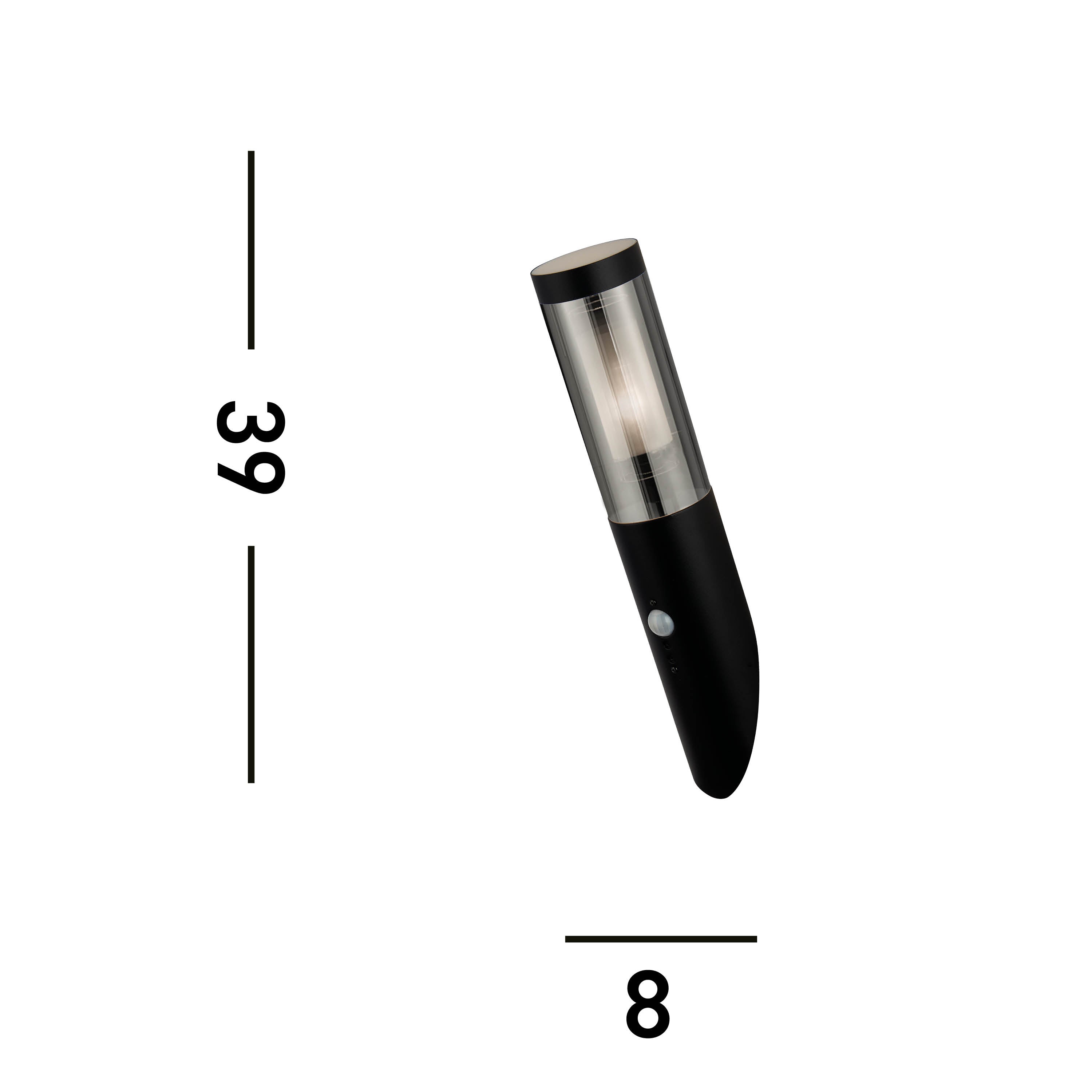 Searchlight Barnet Outdoor IP44 PIR Wall Light - Black & Smoked Diffuser