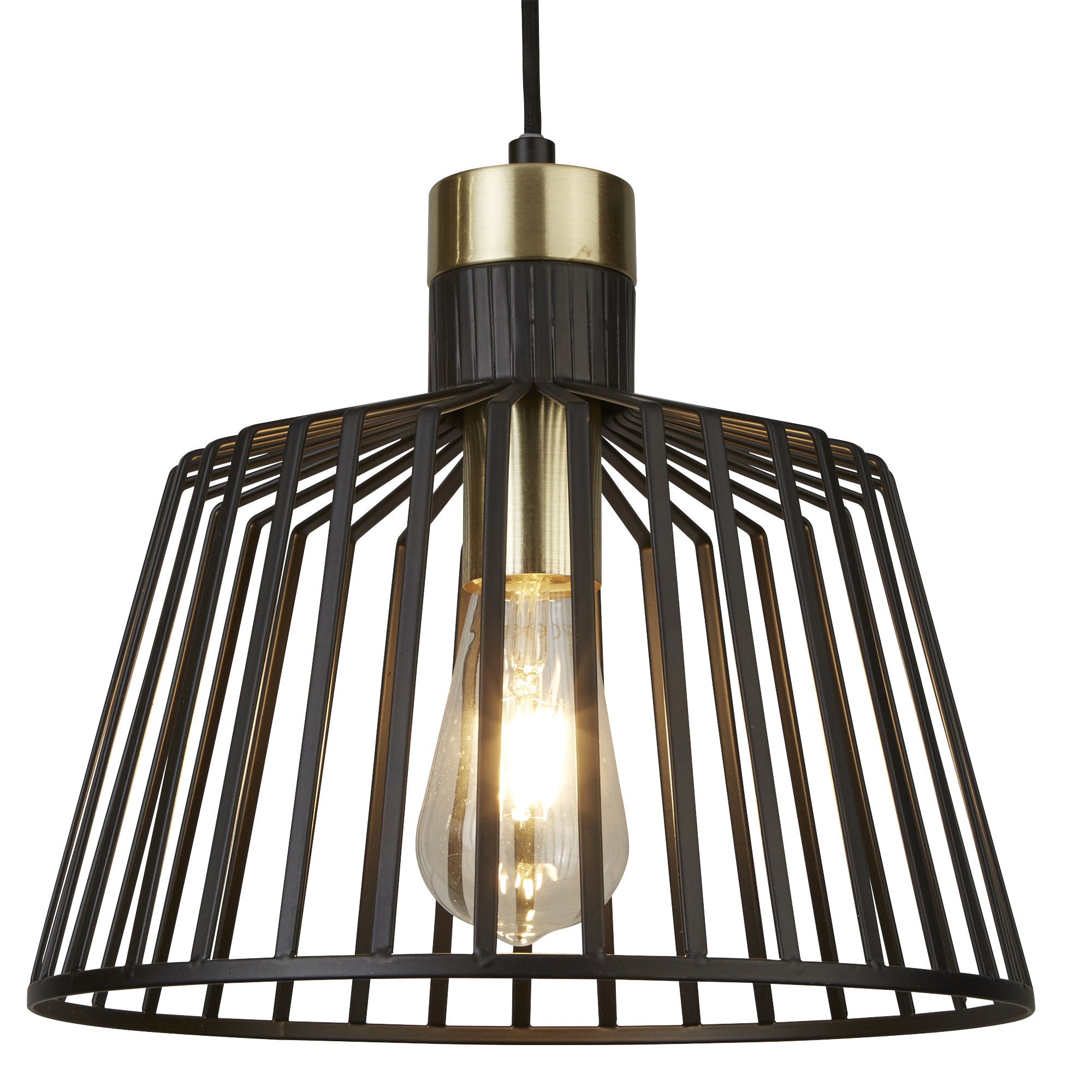 Searchlight Bedford Small Ceiling Pendant - Black & Satin Brass